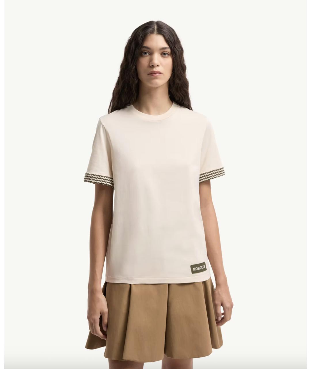 MONCLER Белая хлопковая футболка, фото 4