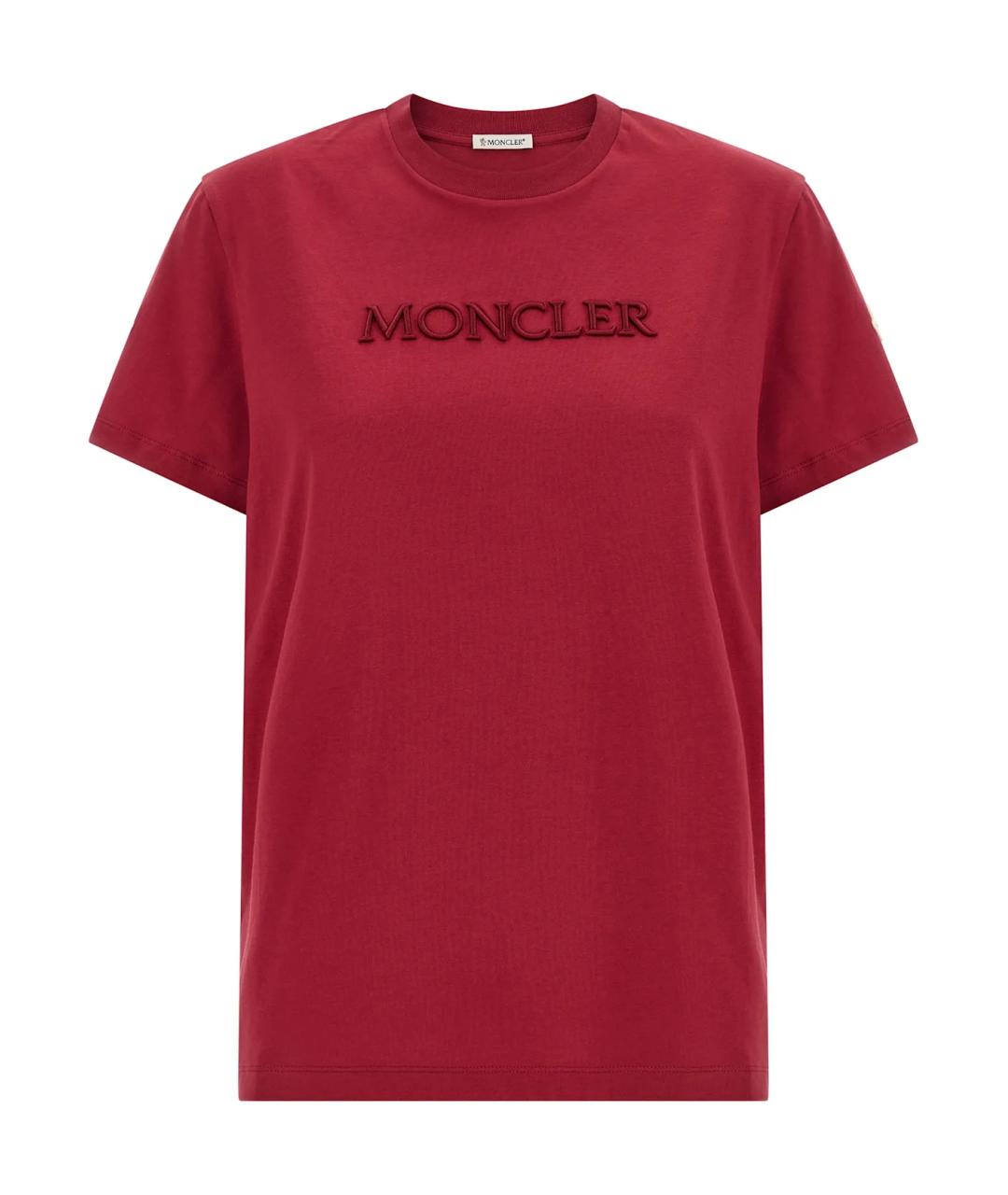 MONCLER Красная хлопковая футболка, фото 1