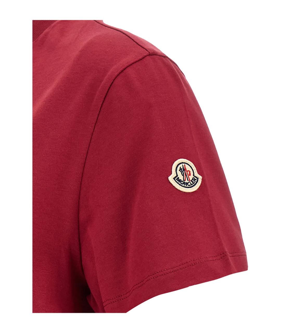 MONCLER Красная хлопковая футболка, фото 3