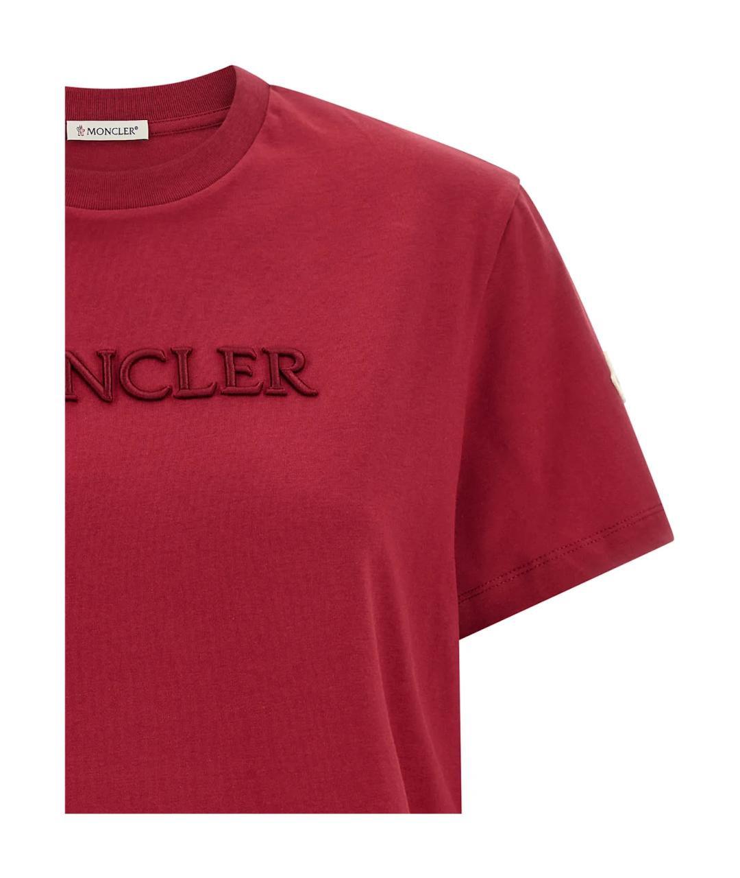 MONCLER Красная хлопковая футболка, фото 2