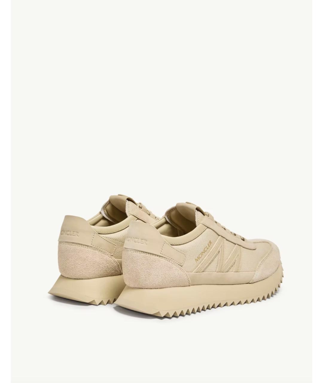 MONCLER Бежевые текстильные низкие кроссовки / кеды, фото 5