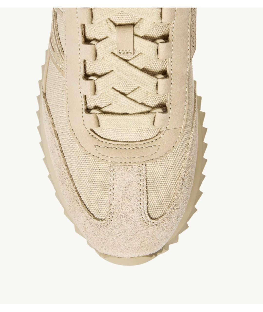 MONCLER Бежевые текстильные низкие кроссовки / кеды, фото 3
