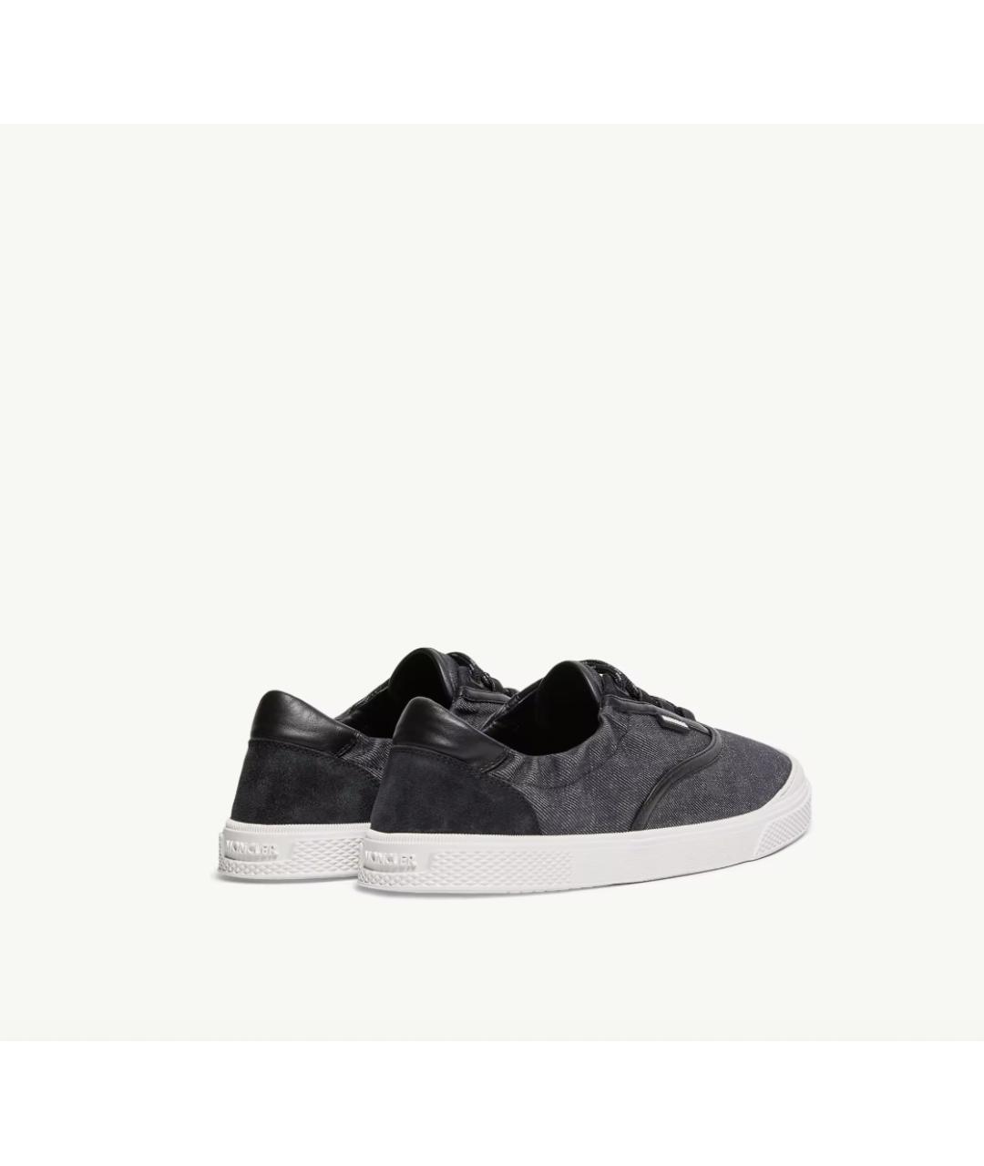 MONCLER Темно-синие текстильные низкие кроссовки / кеды, фото 4