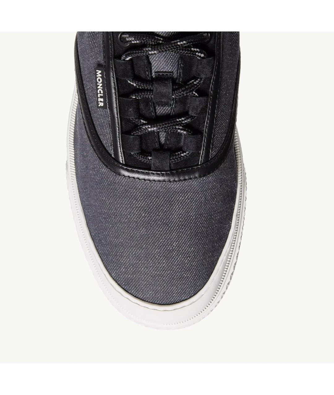 MONCLER Темно-синие текстильные низкие кроссовки / кеды, фото 3