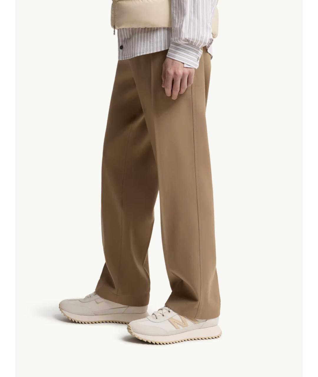 MONCLER Бежевые текстильные низкие кроссовки / кеды, фото 2