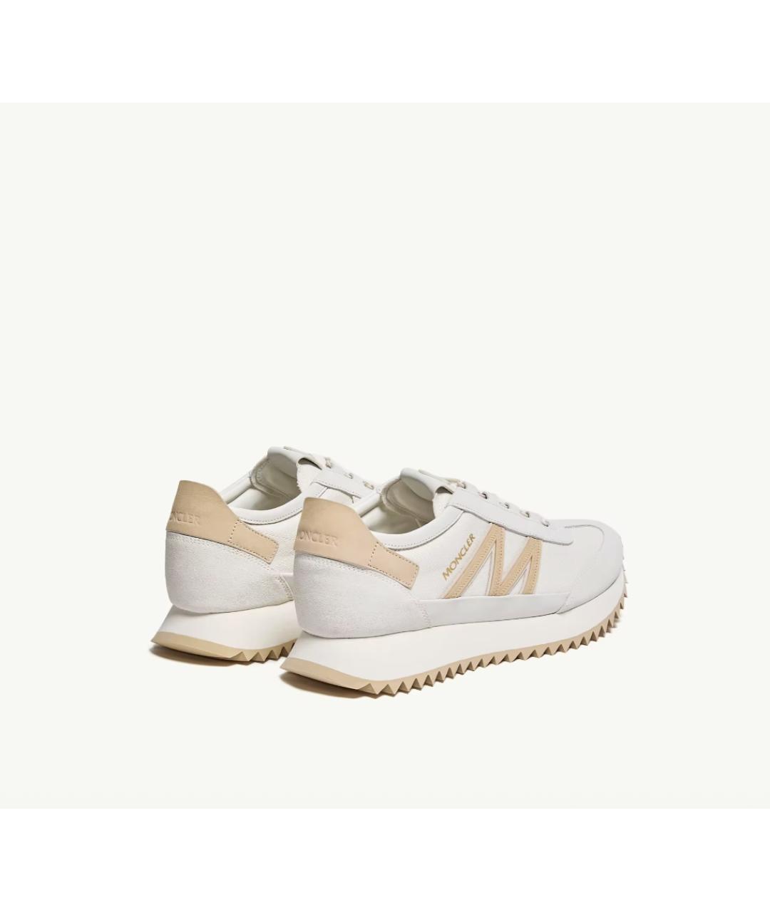 MONCLER Бежевые текстильные низкие кроссовки / кеды, фото 5