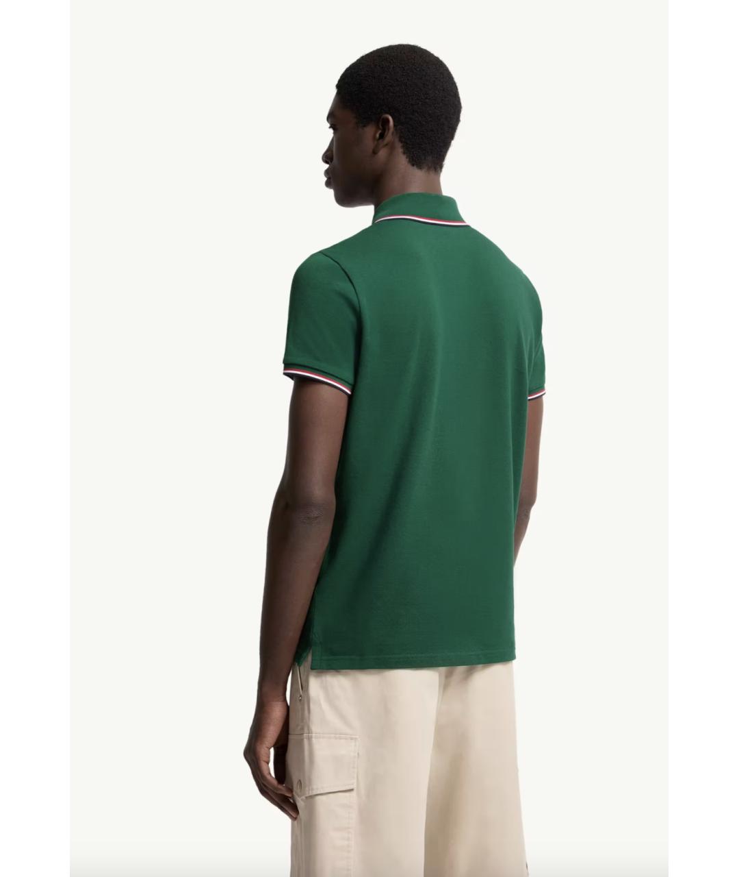 MONCLER Зеленые хлопковое поло с коротким рукавом, фото 5