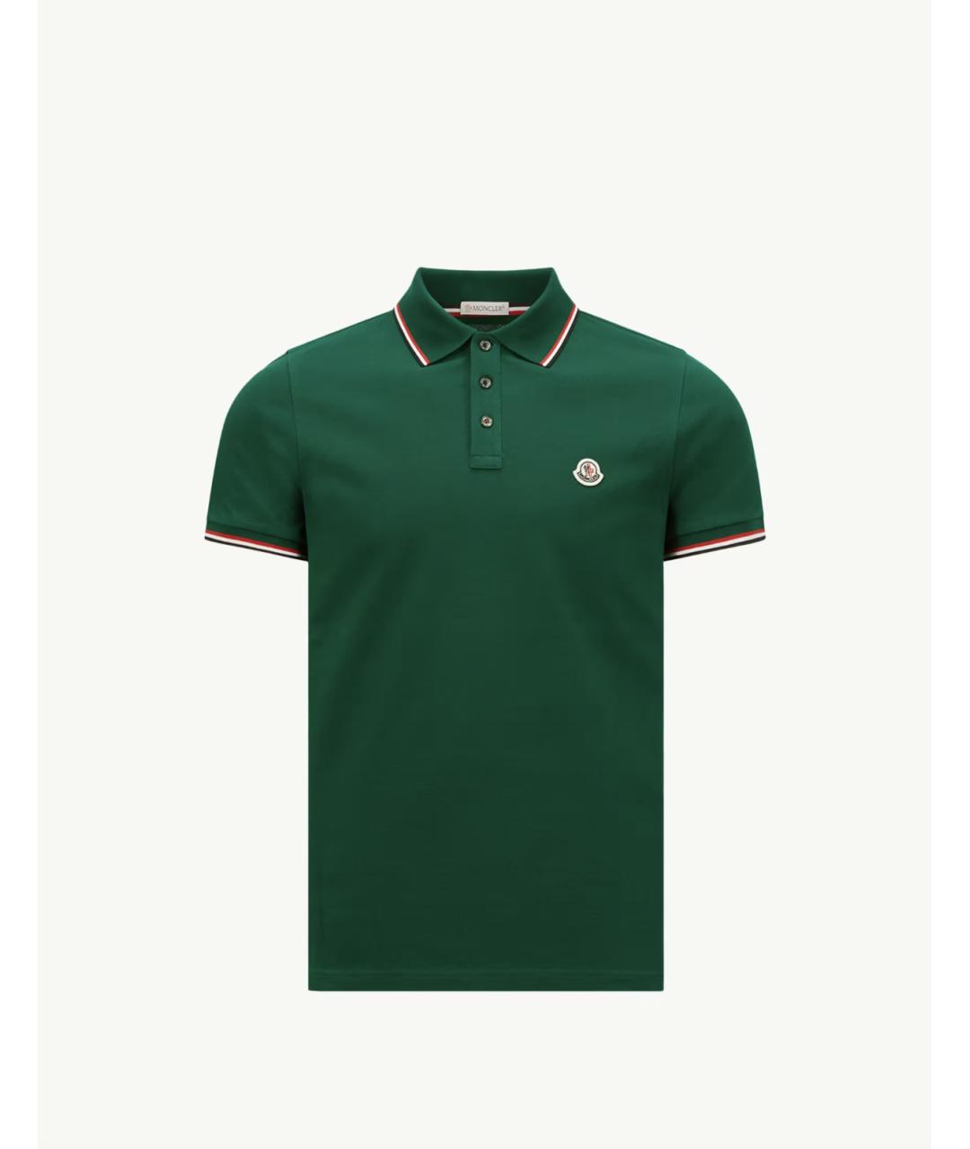 MONCLER Зеленые хлопковое поло с коротким рукавом, фото 6