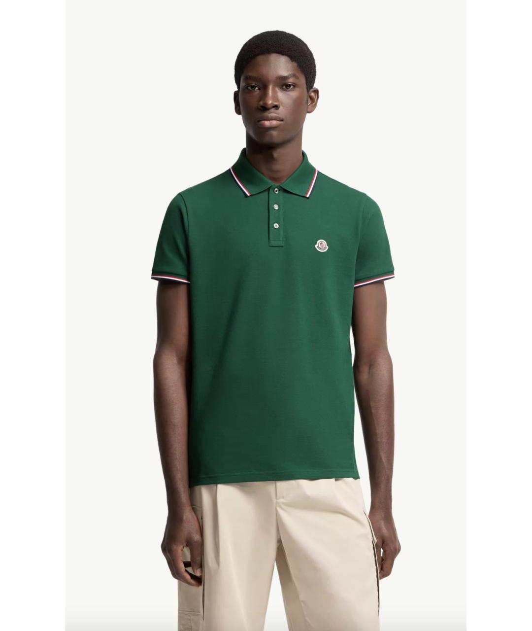MONCLER Зеленые хлопковое поло с коротким рукавом, фото 4