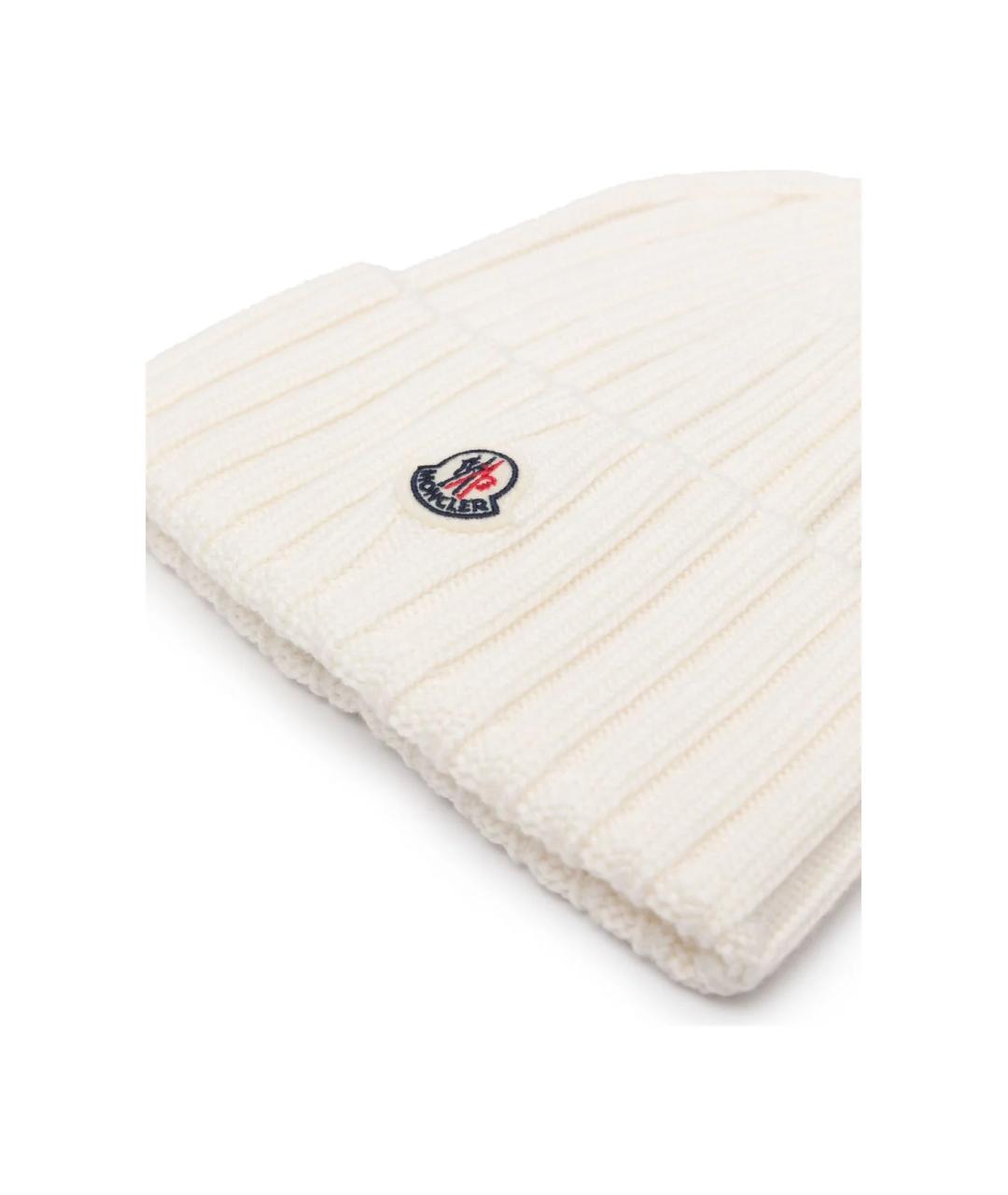 MONCLER Белая шерстяная шапка, фото 2