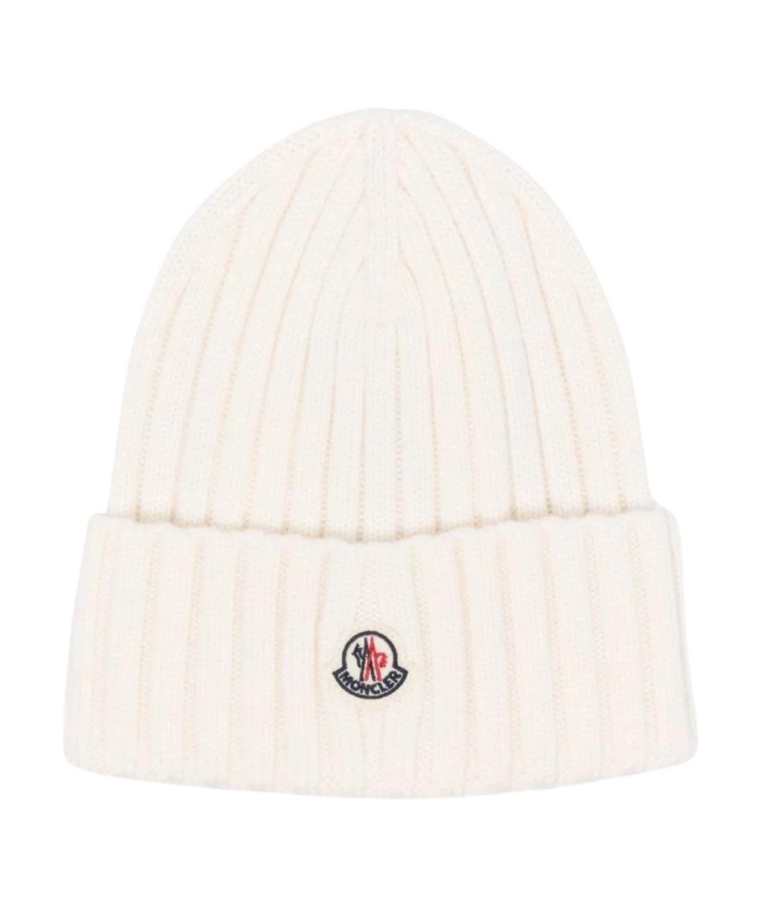MONCLER Белая шерстяная шапка, фото 1