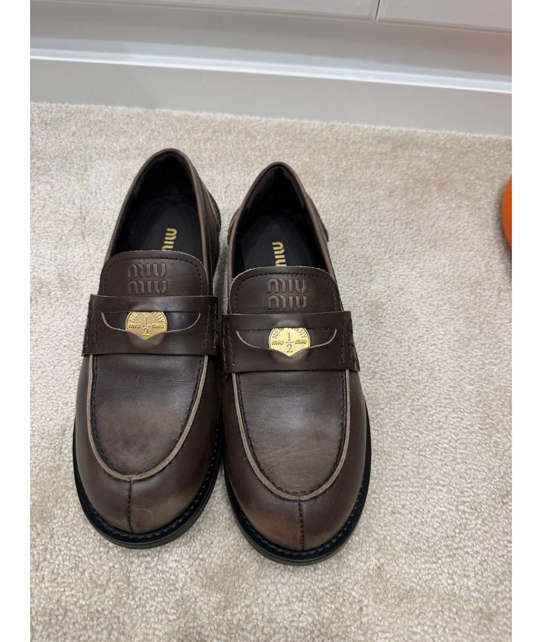 MIU MIU Коричневые кожаные брогги и оксфорды, фото 2