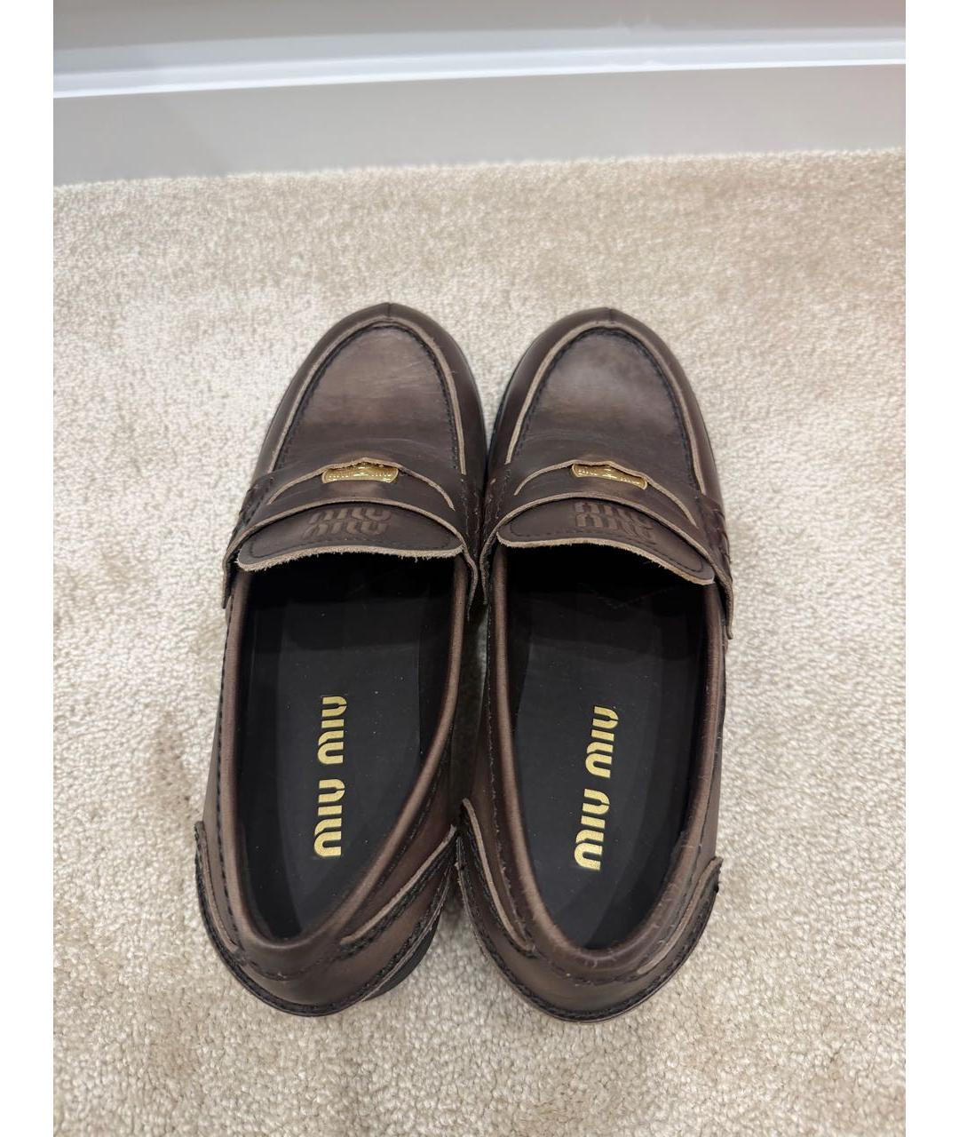 MIU MIU Коричневые кожаные брогги и оксфорды, фото 3