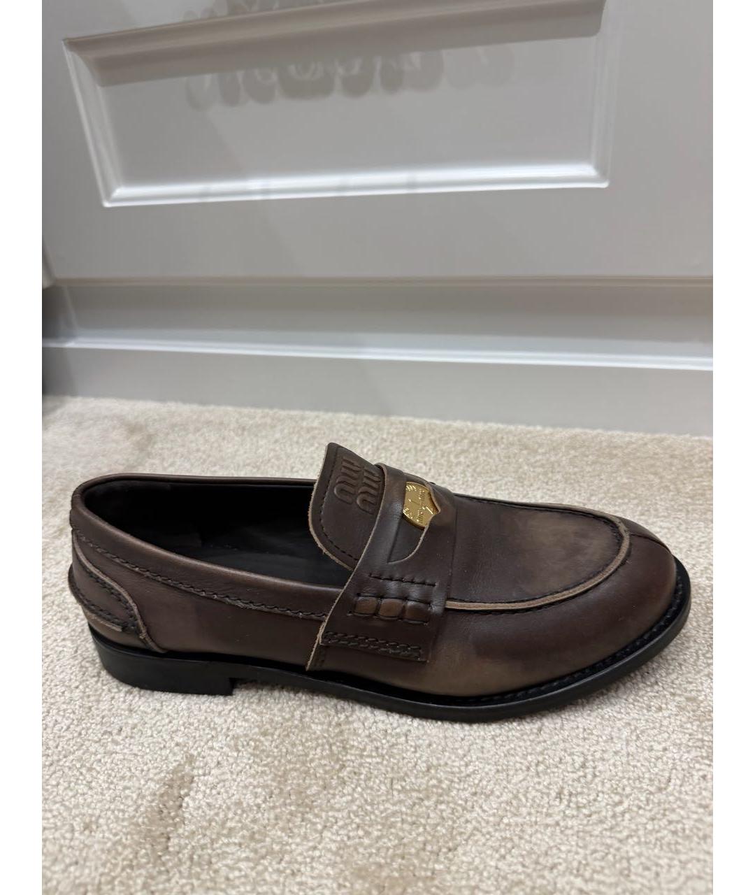 MIU MIU Коричневые кожаные брогги и оксфорды, фото 5