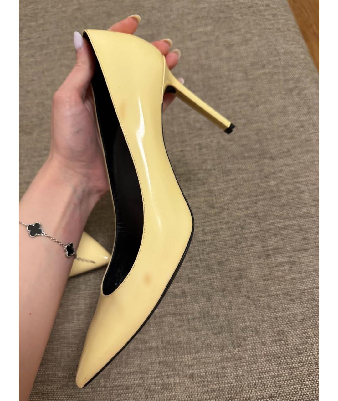 SAINT LAURENT Желтые туфли из лакированной кожи, фото 6