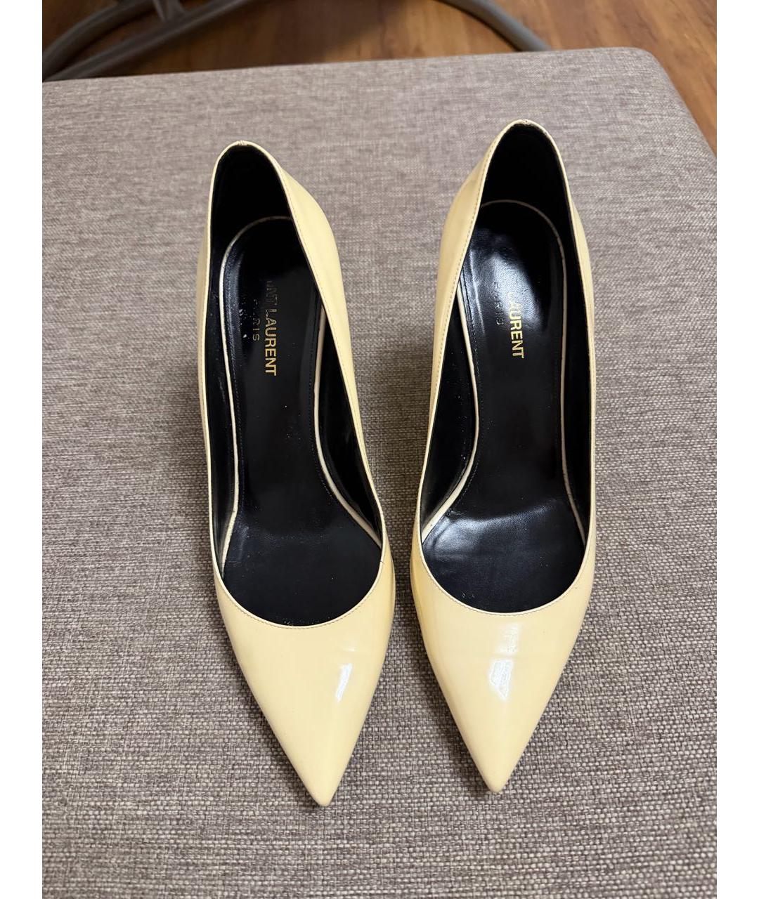 SAINT LAURENT Желтые туфли из лакированной кожи, фото 2