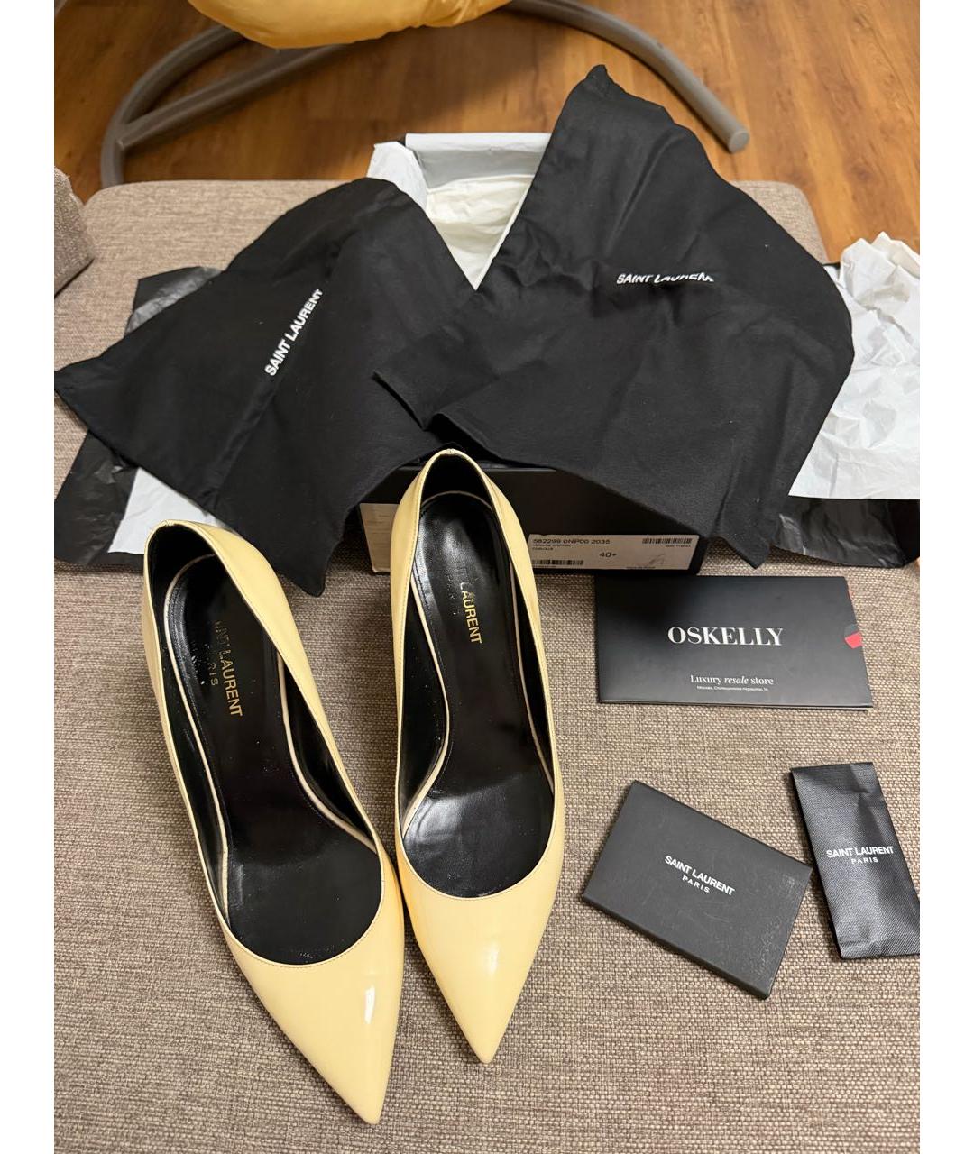 SAINT LAURENT Желтые туфли из лакированной кожи, фото 5