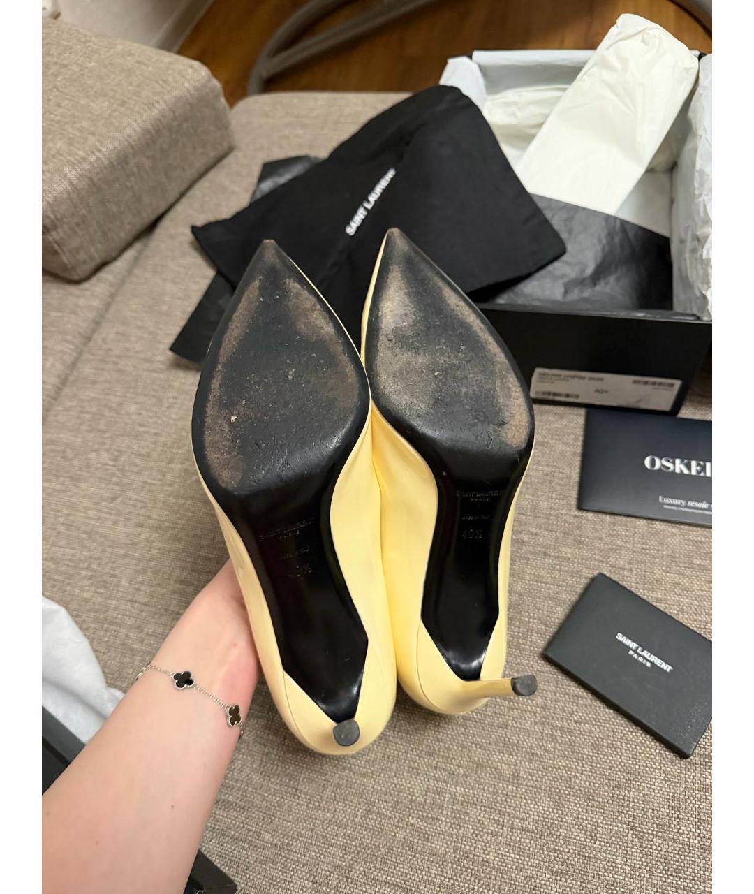 SAINT LAURENT Желтые туфли из лакированной кожи, фото 4