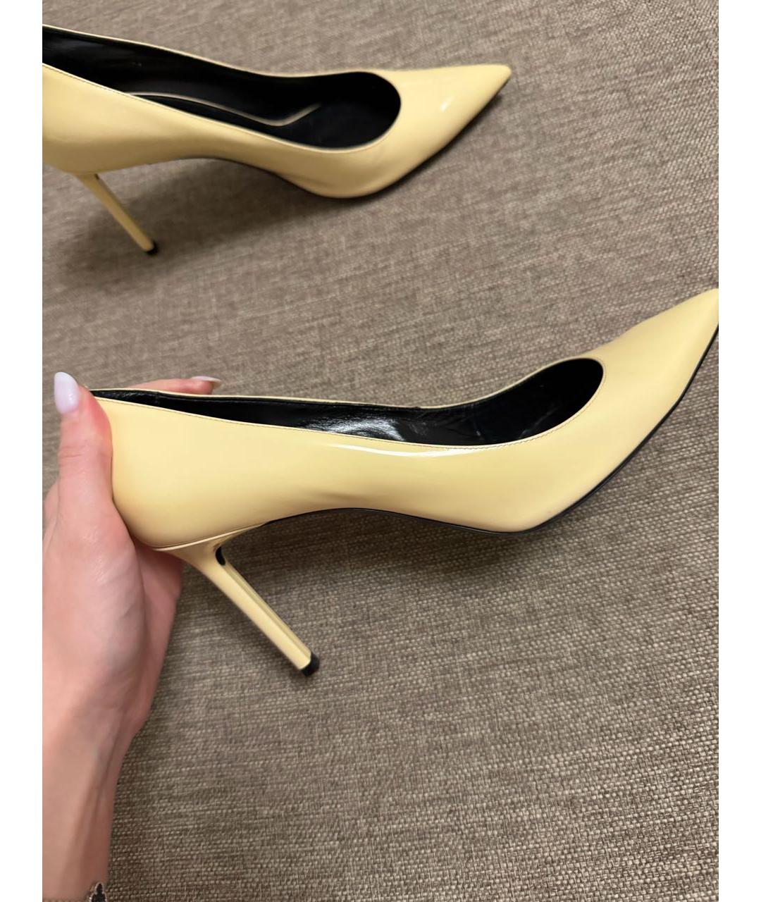 SAINT LAURENT Желтые туфли из лакированной кожи, фото 7