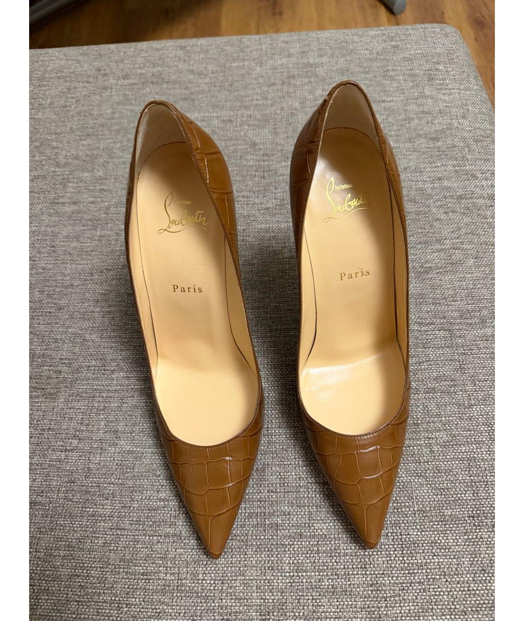 CHRISTIAN LOUBOUTIN Коричневые кожаные туфли, фото 2