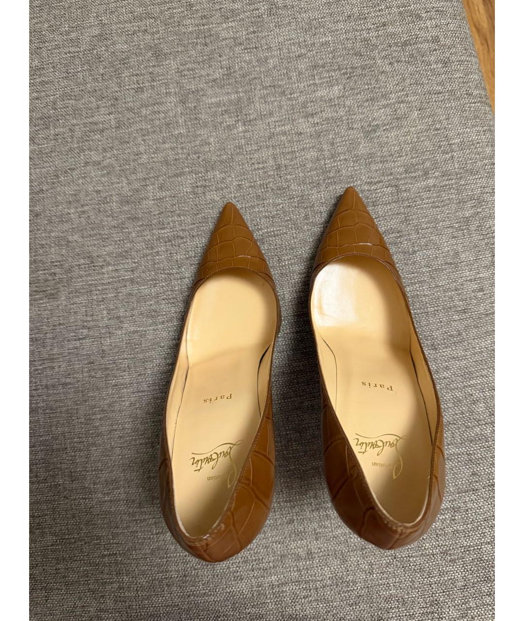 CHRISTIAN LOUBOUTIN Коричневые кожаные туфли, фото 3