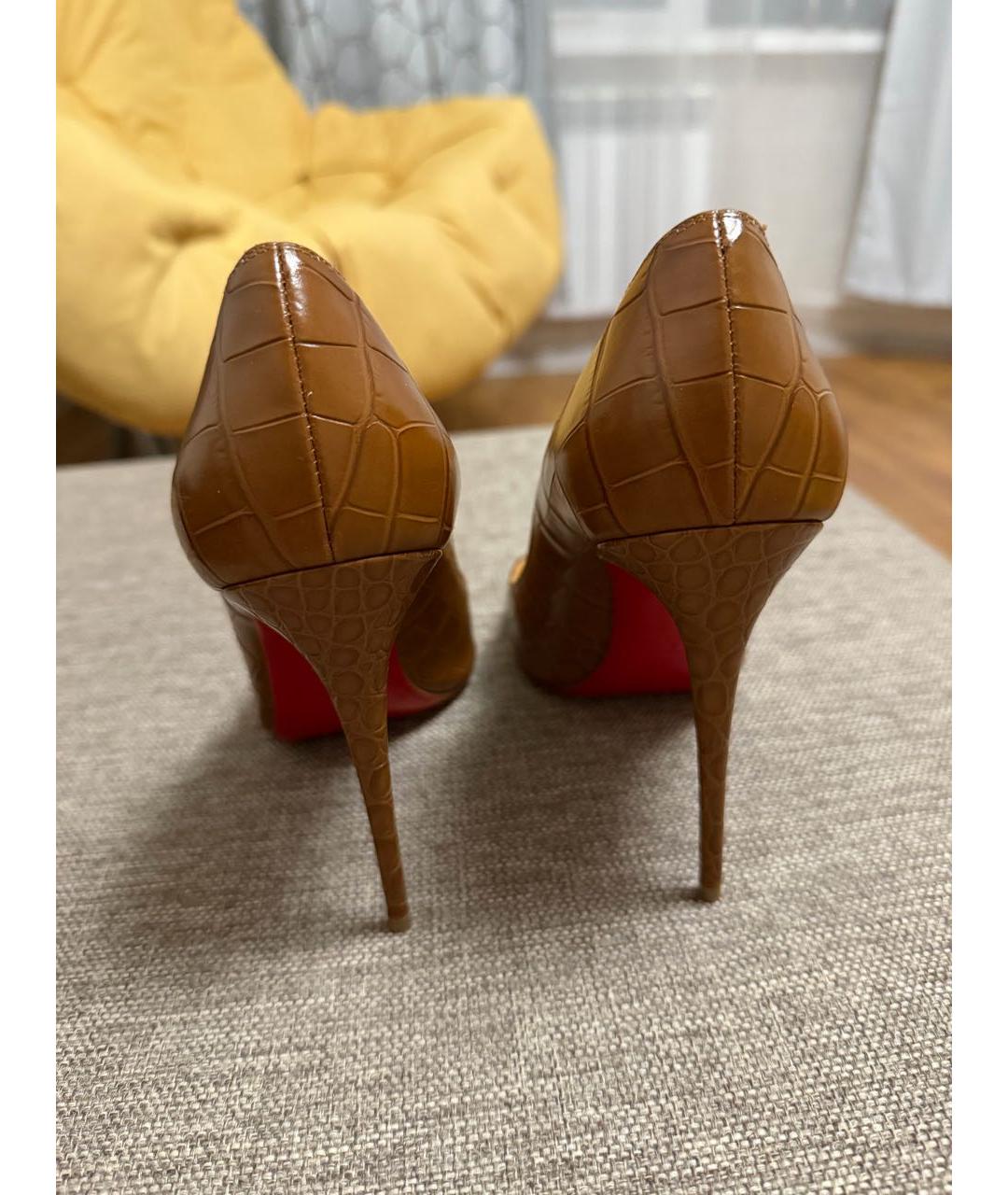 CHRISTIAN LOUBOUTIN Коричневые кожаные туфли, фото 4