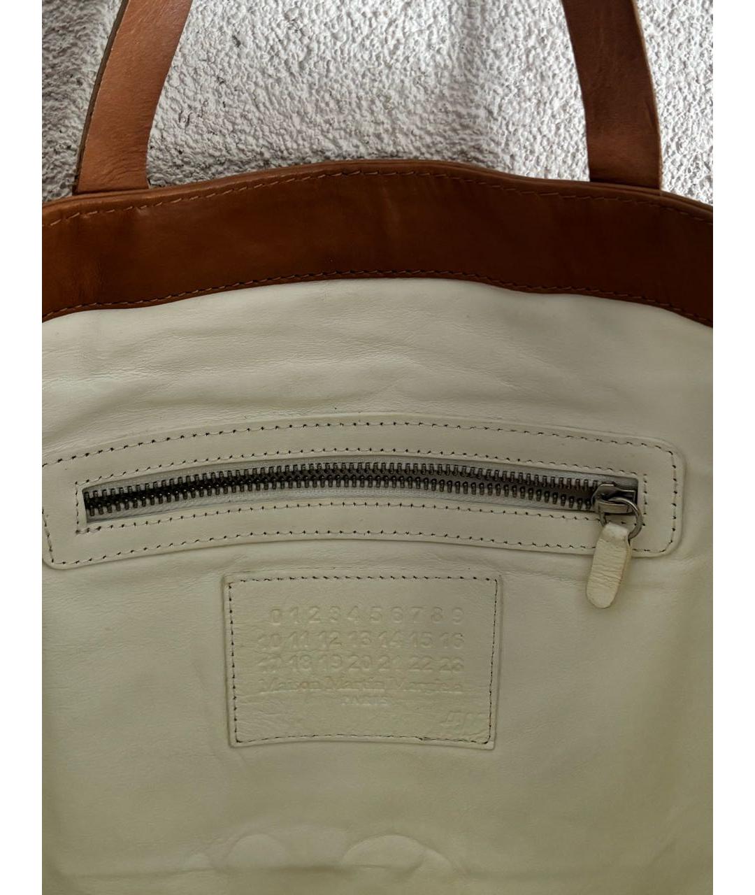 MAISON MARGIELA Коричневая кожаная сумка тоут, фото 4