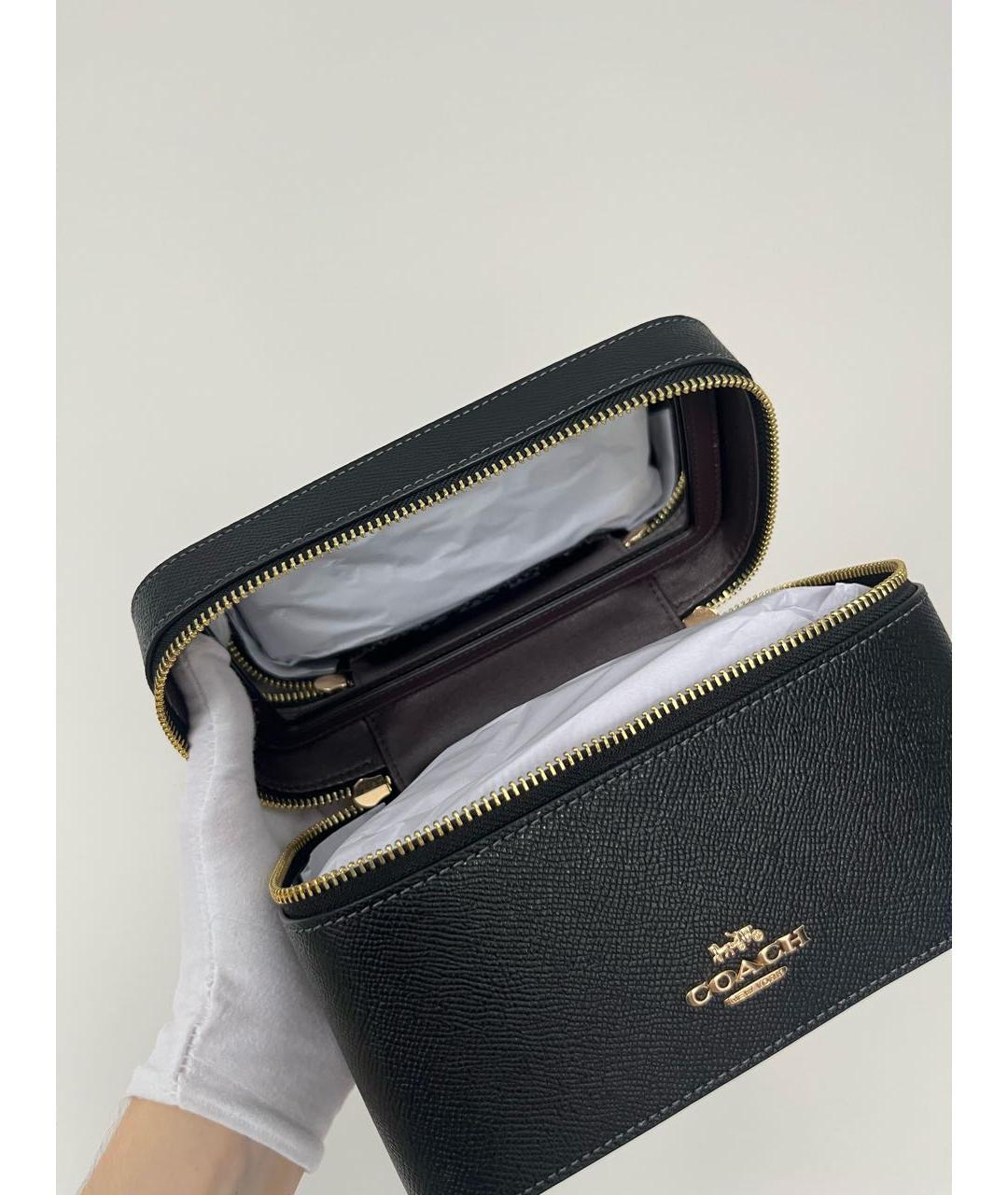 COACH Черная кожаная косметичка, фото 3