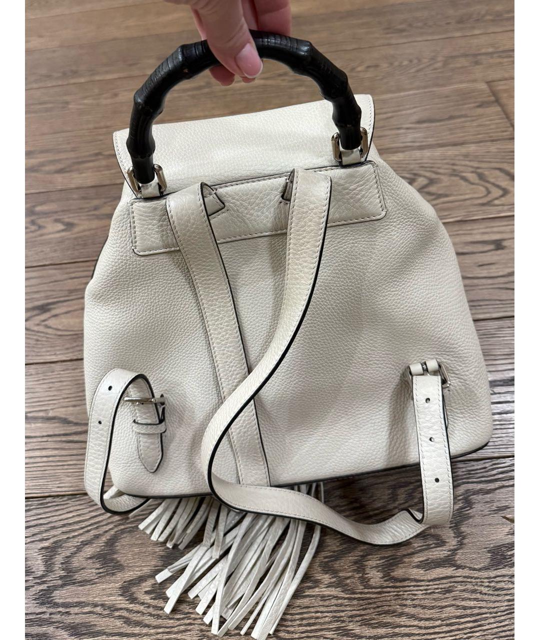 GUCCI Белый кожаный рюкзак, фото 2