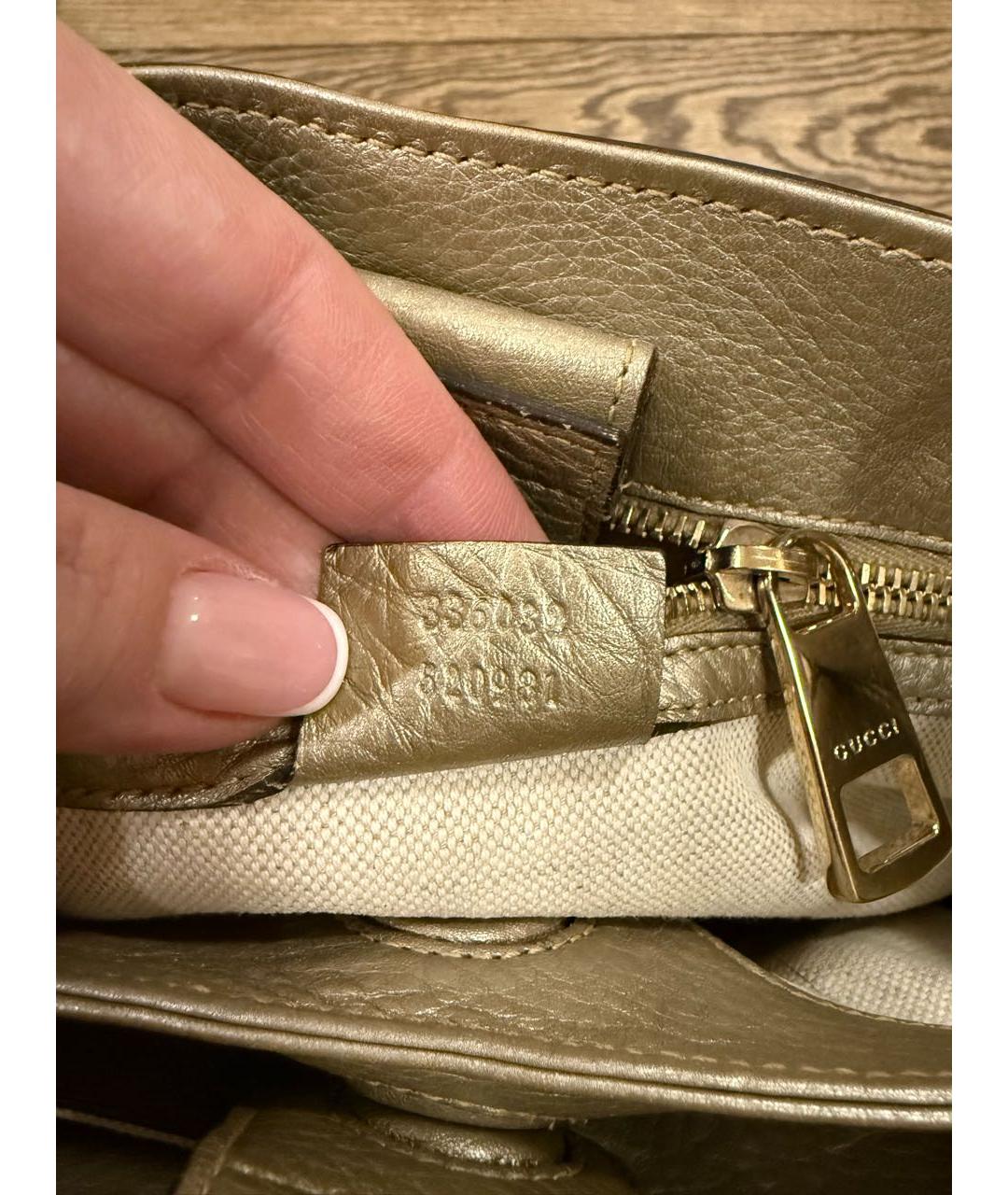 GUCCI Золотая кожаная сумка с короткими ручками, фото 6