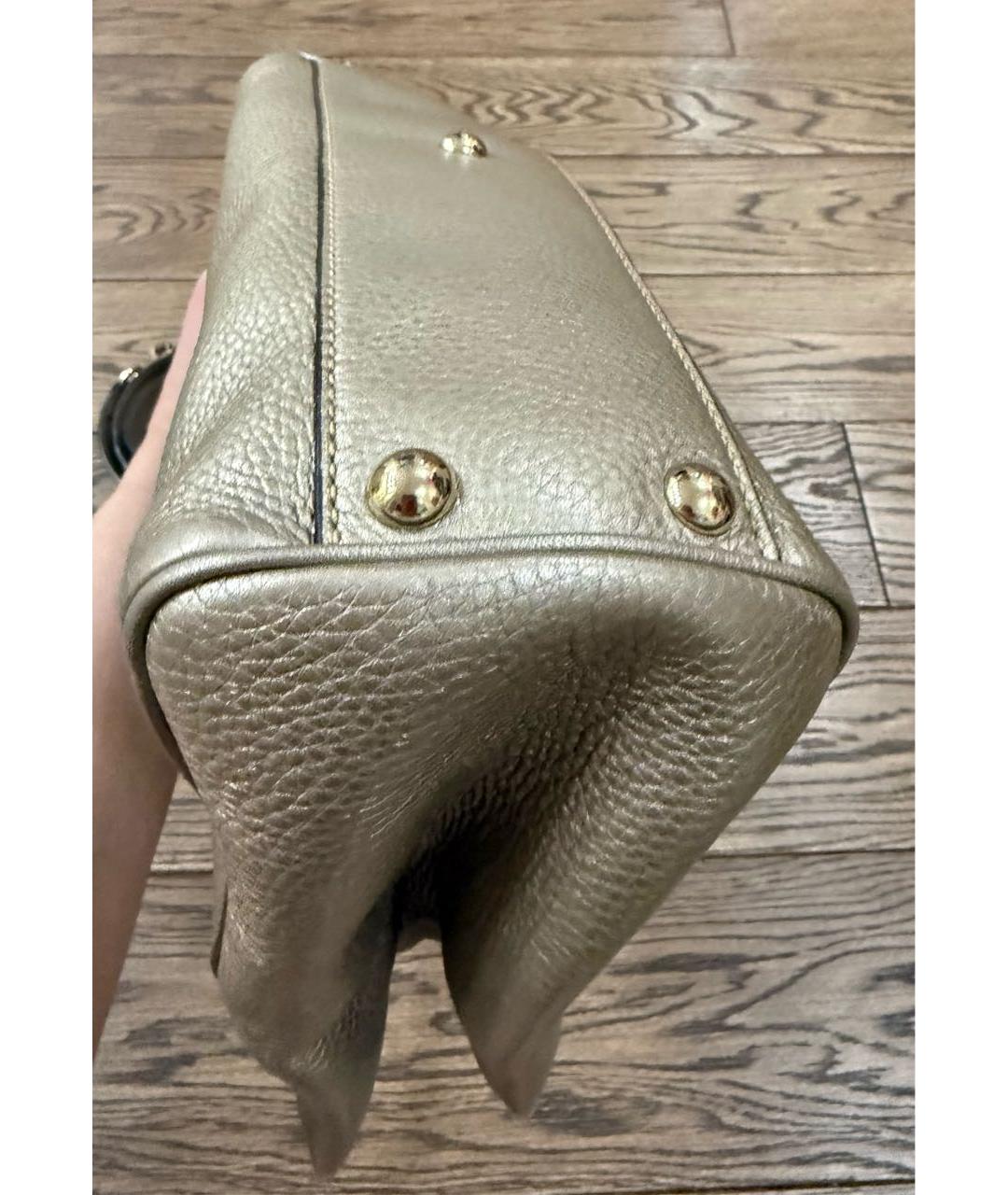 GUCCI Золотая кожаная сумка с короткими ручками, фото 4
