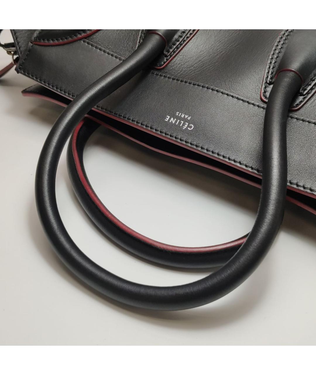CELINE Черная кожаная сумка тоут, фото 5