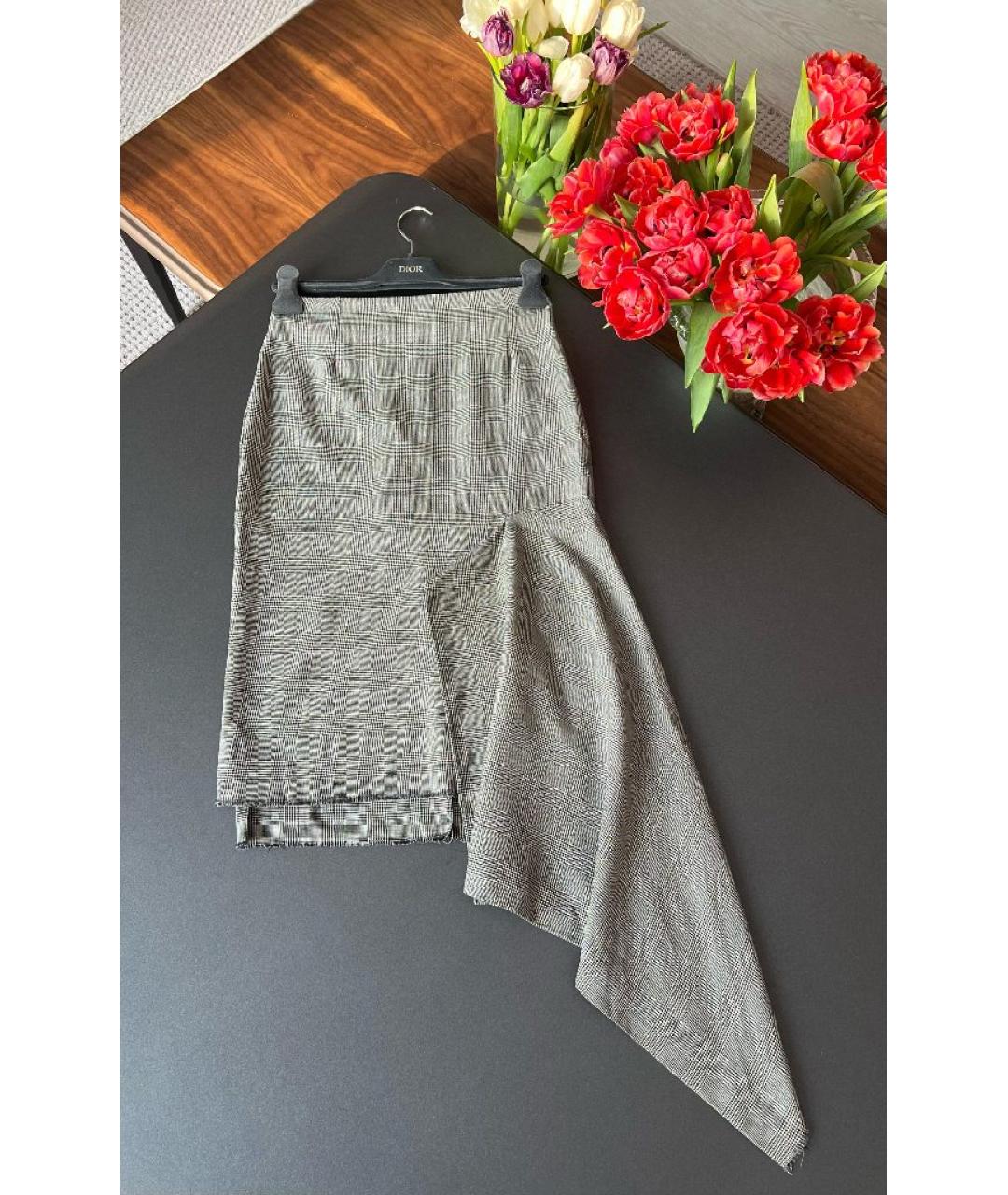 BALENCIAGA Серая шерстяная юбка макси, фото 9