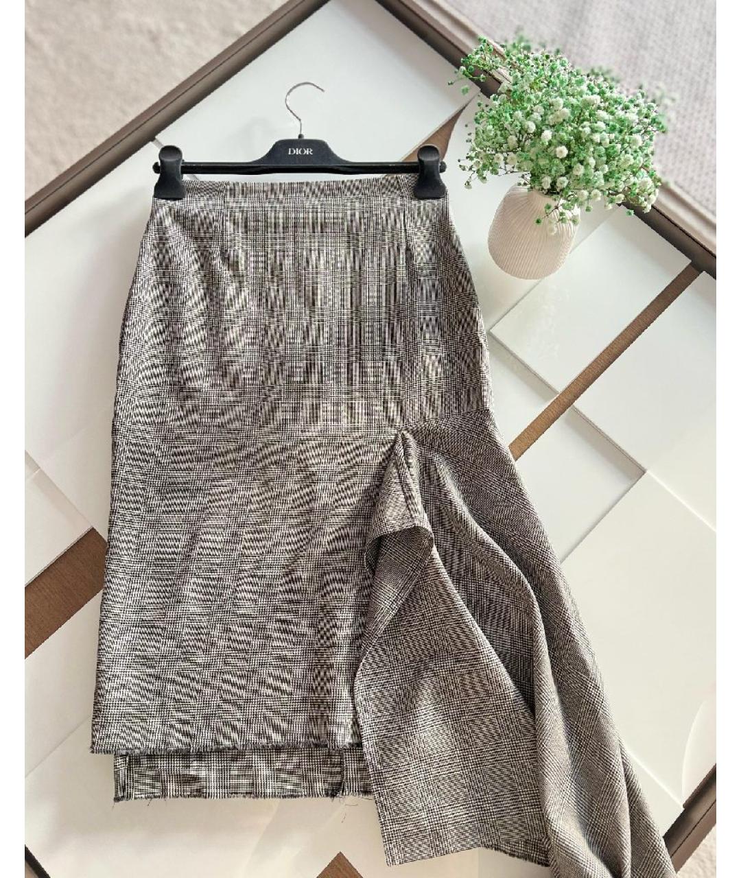 BALENCIAGA Серая шерстяная юбка макси, фото 2