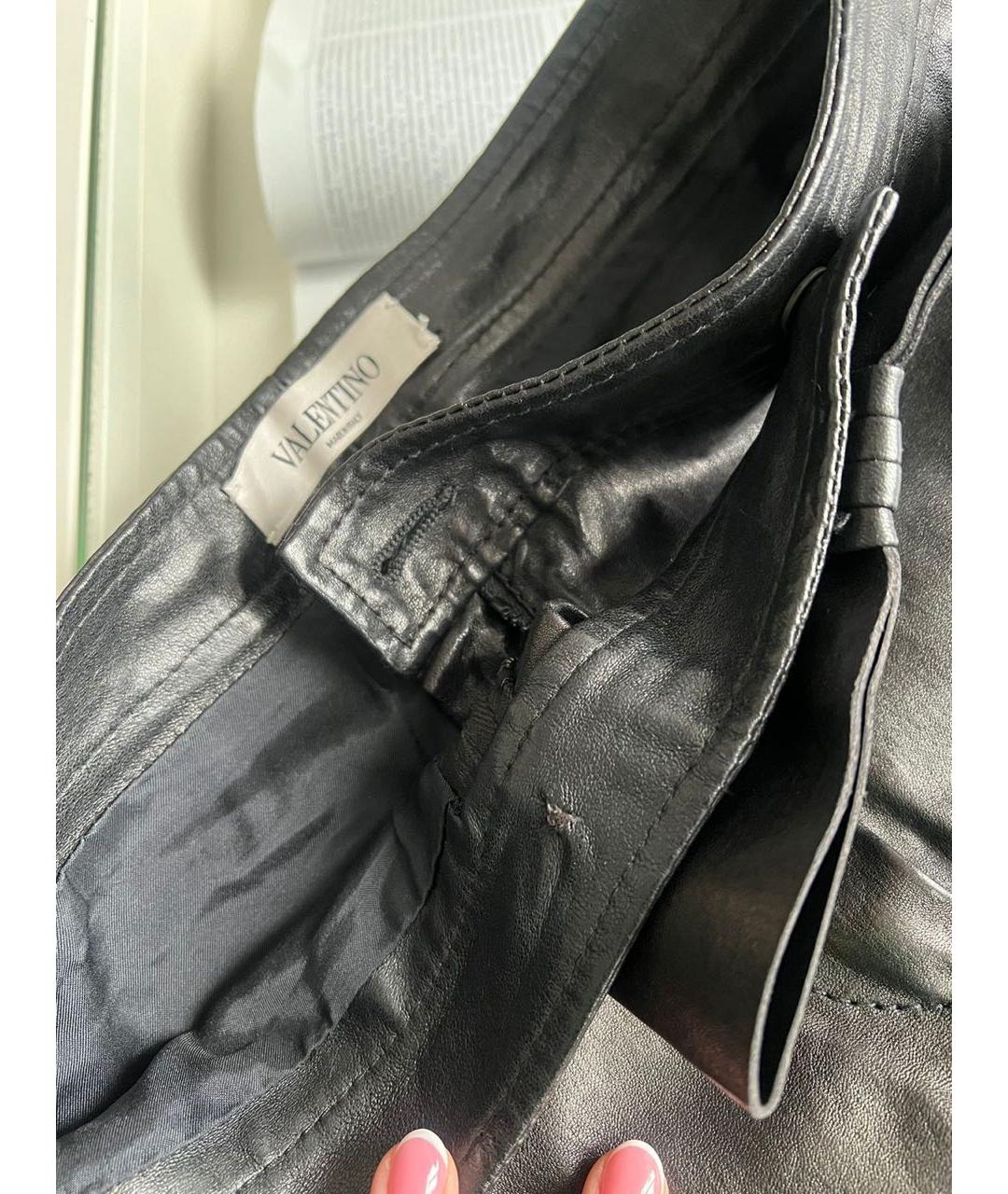 VALENTINO Черные кожаные брюки узкие, фото 7