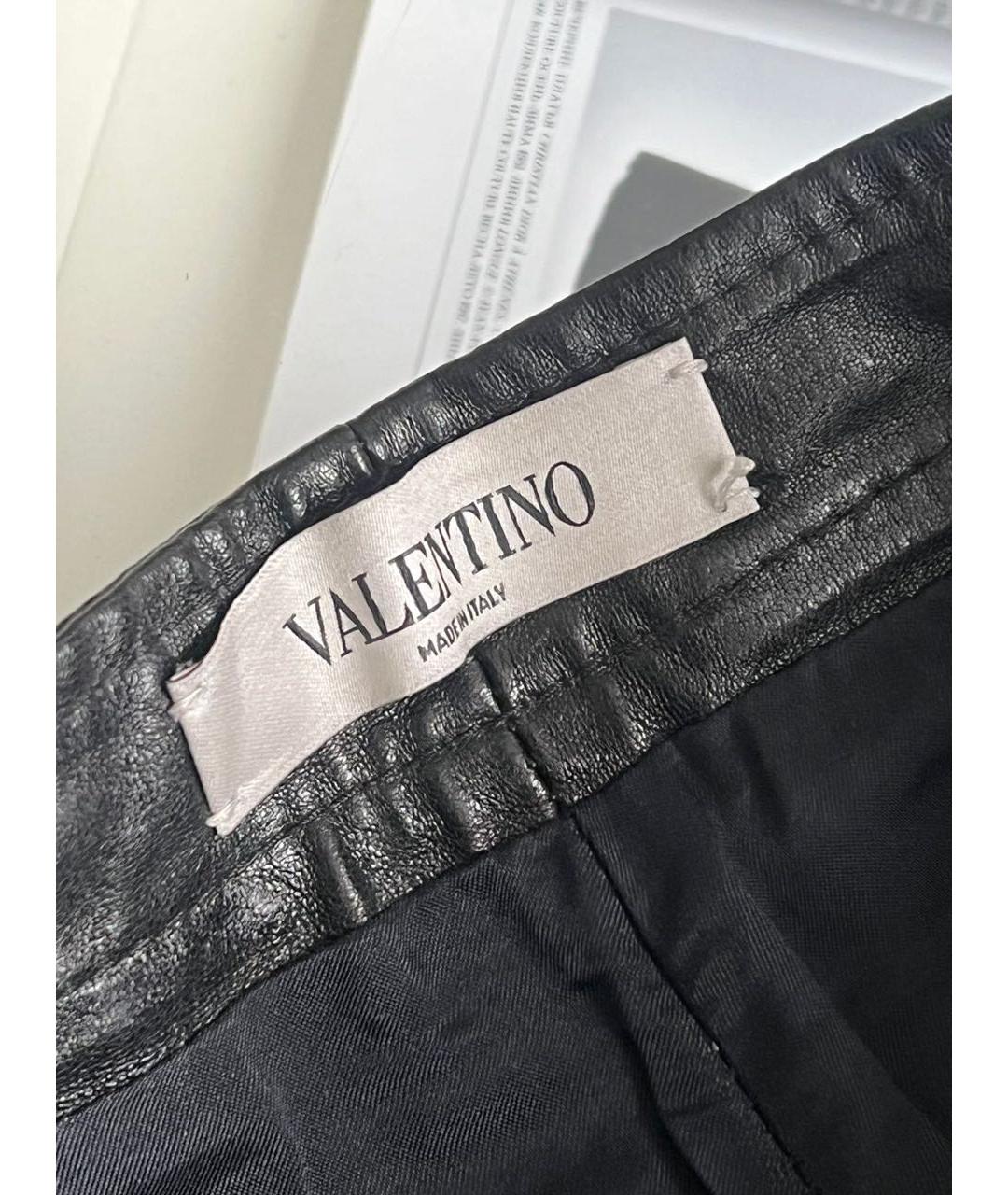 VALENTINO Черные кожаные брюки узкие, фото 3