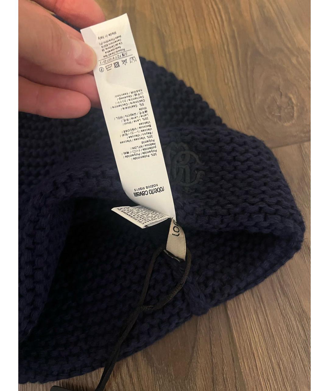 ROBERTO CAVALLI Темно-синий шарф, фото 4