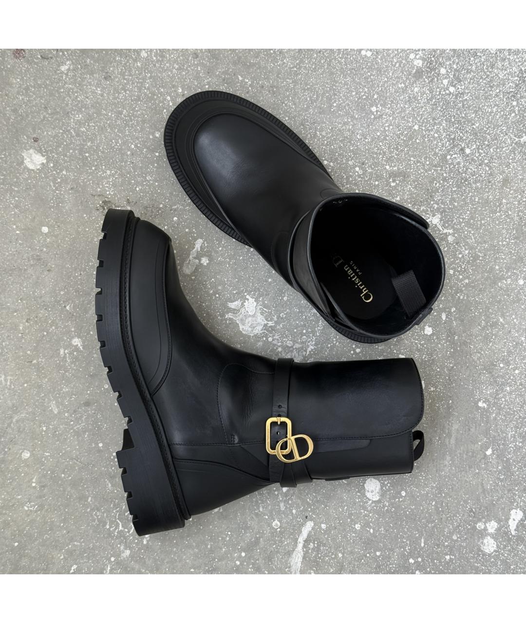 CHRISTIAN DIOR Черные кожаные полусапоги, фото 5