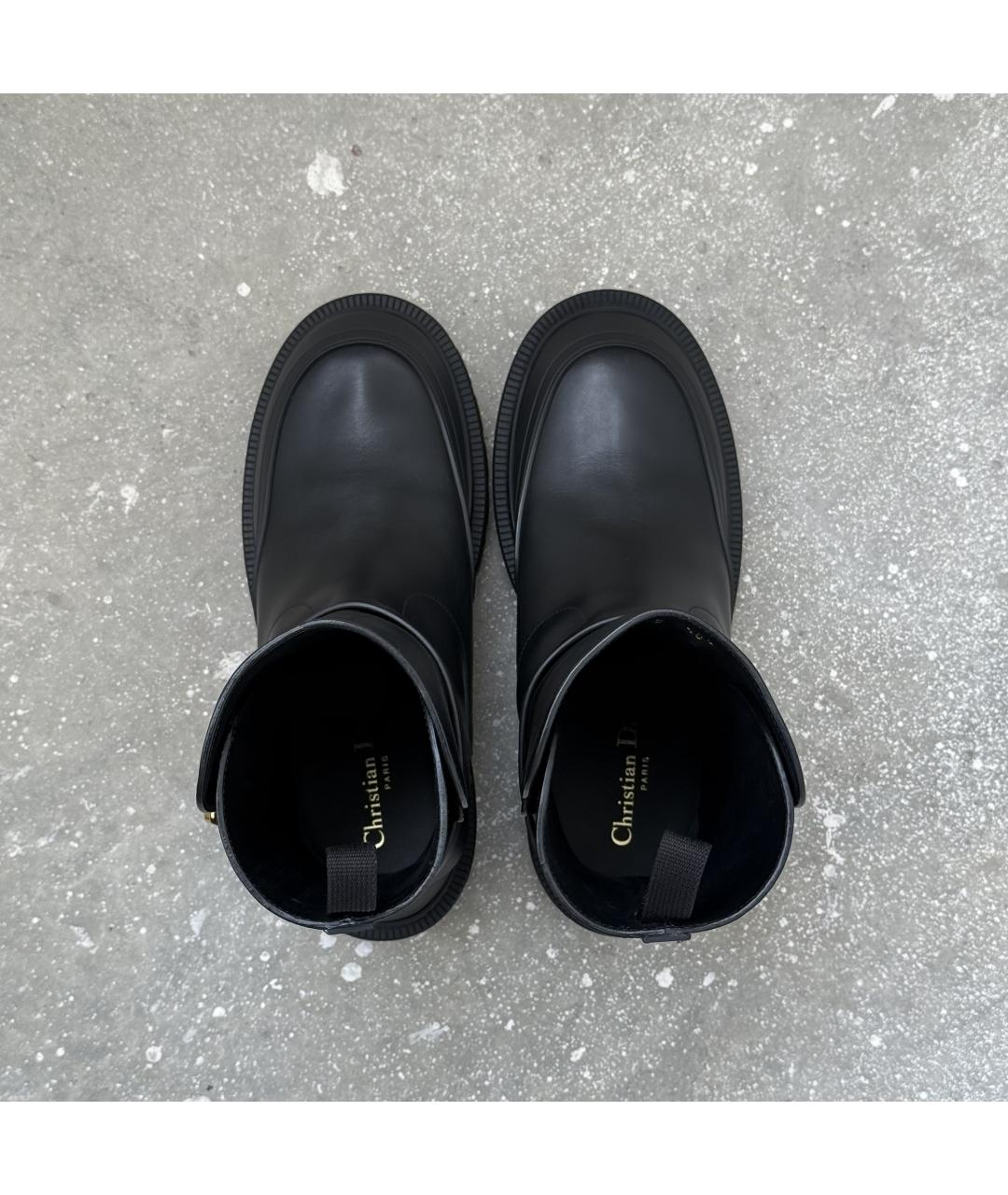 CHRISTIAN DIOR Черные кожаные полусапоги, фото 4
