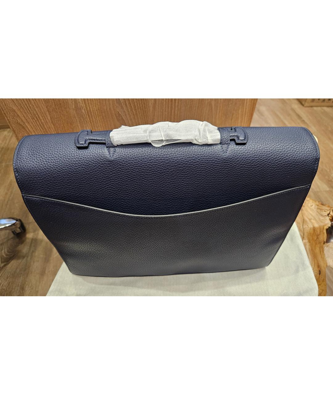 HERMES Синий кожаный портфель, фото 3