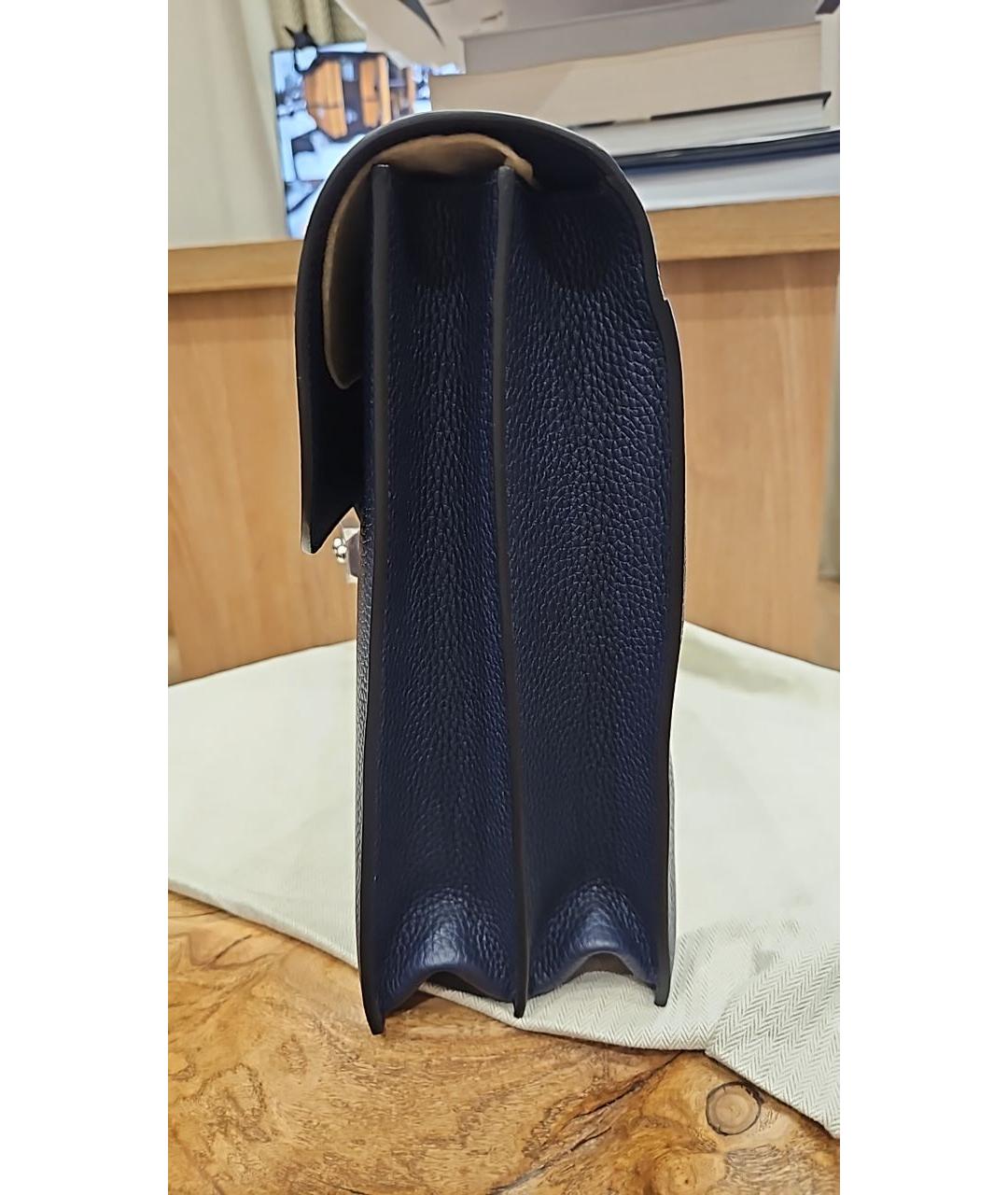 HERMES Синий кожаный портфель, фото 4