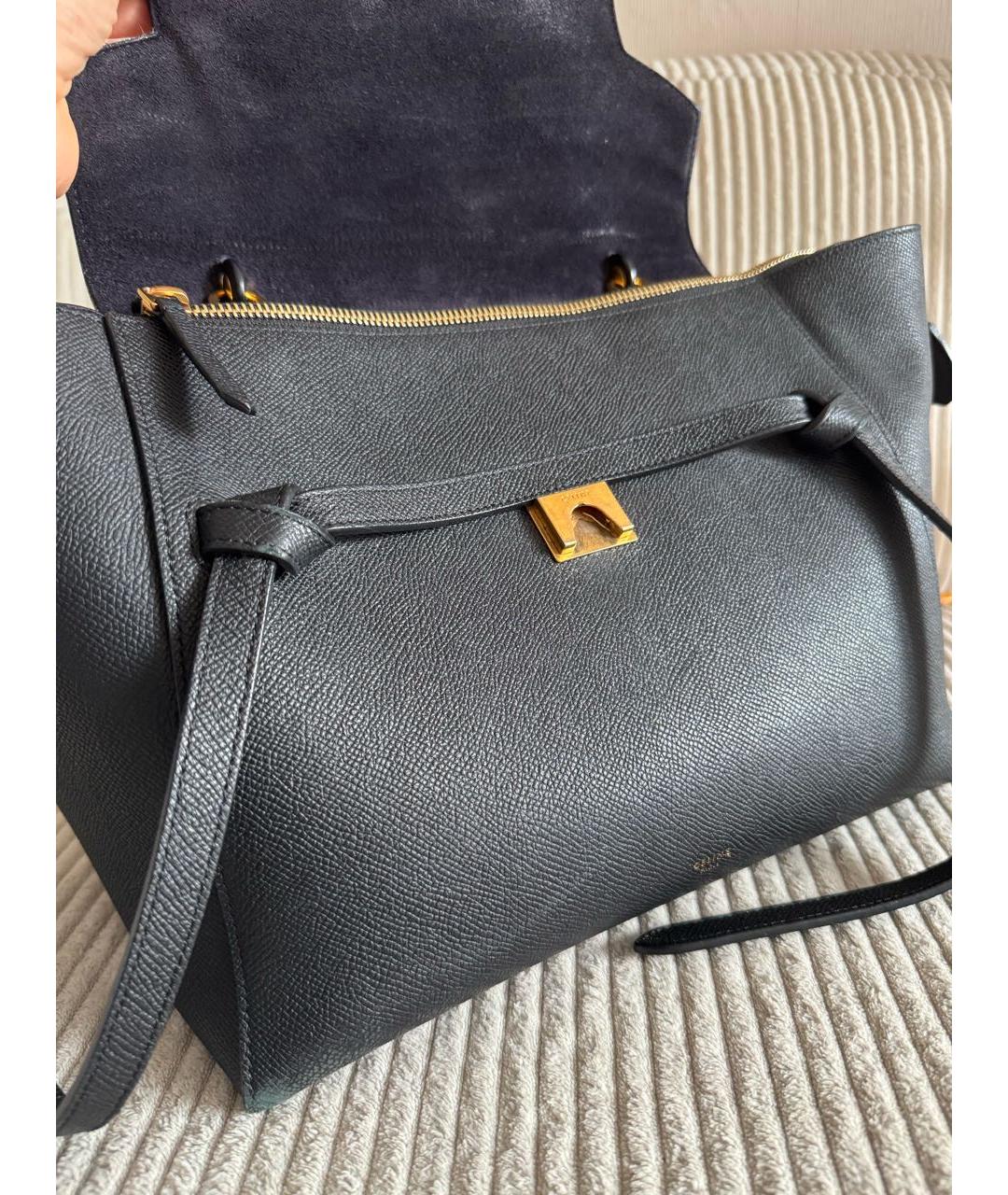 CELINE Черная кожаная сумка с короткими ручками, фото 4