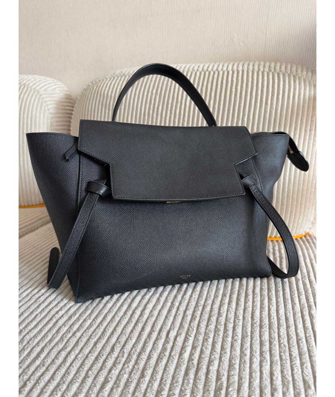 CELINE Черная кожаная сумка с короткими ручками, фото 2