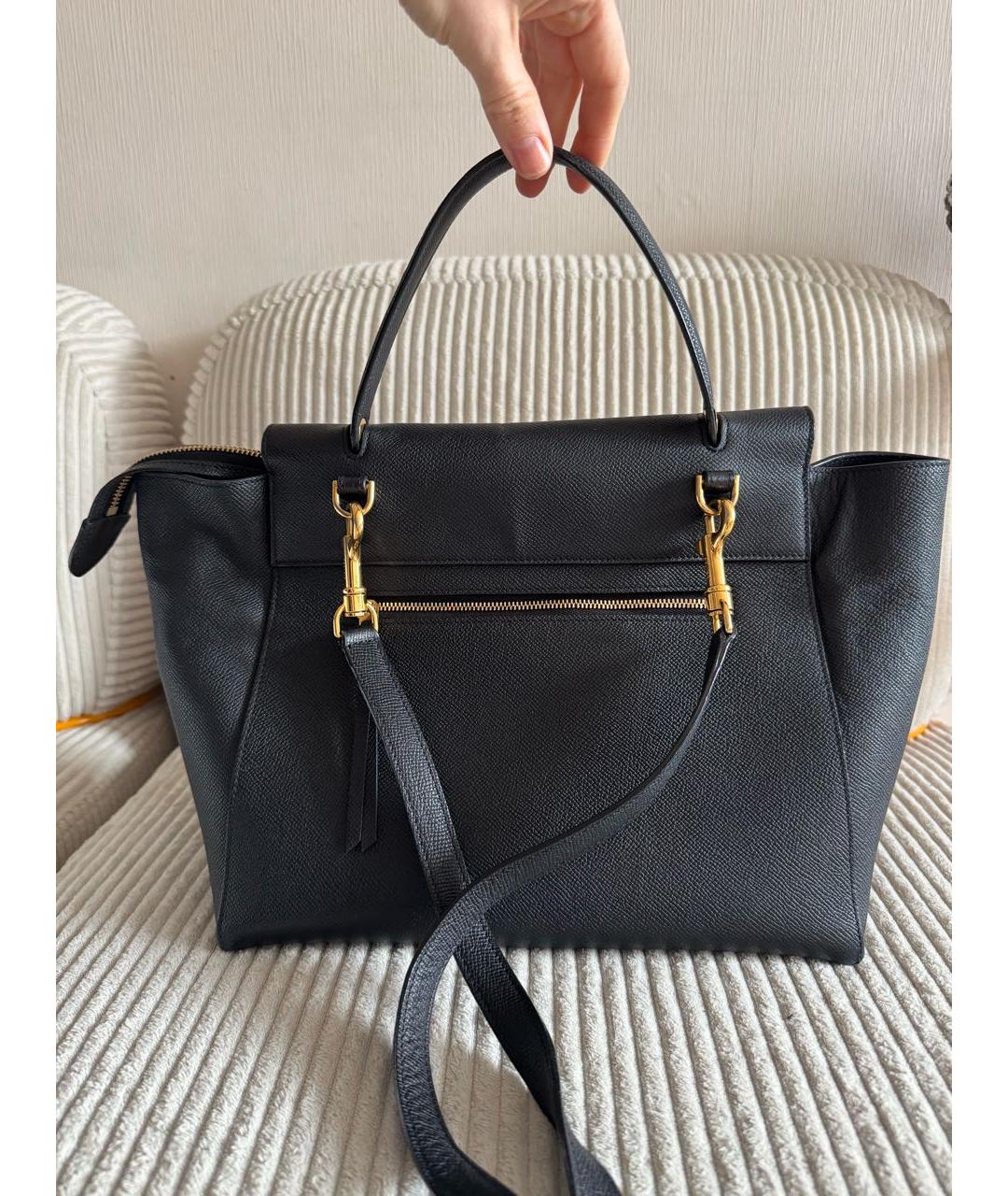 CELINE Черная кожаная сумка с короткими ручками, фото 5