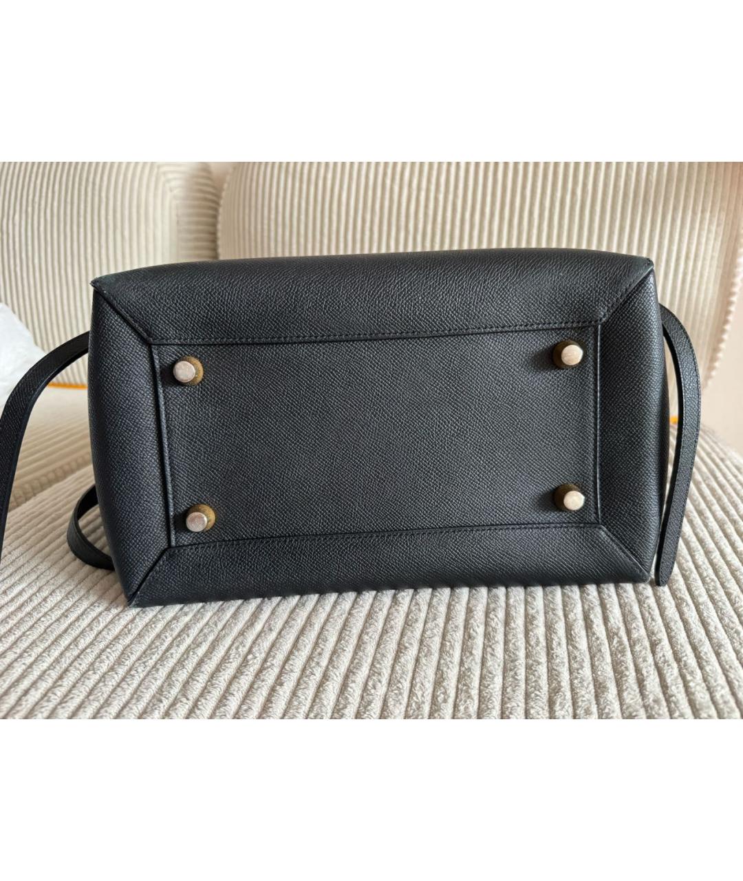 CELINE Черная кожаная сумка с короткими ручками, фото 6