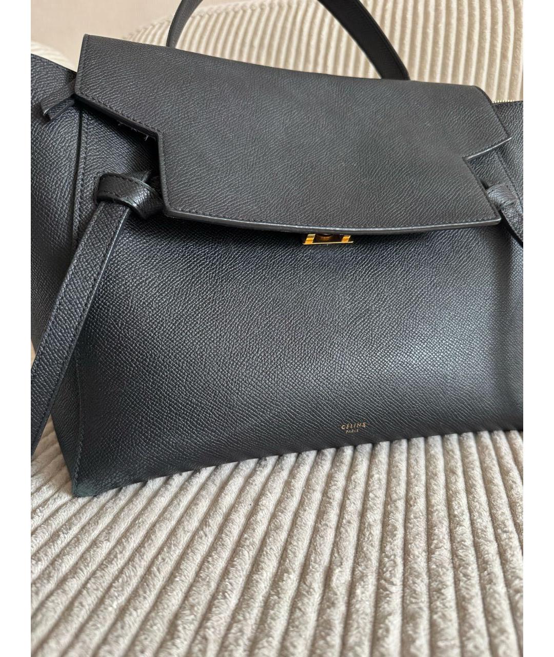 CELINE Черная кожаная сумка с короткими ручками, фото 7