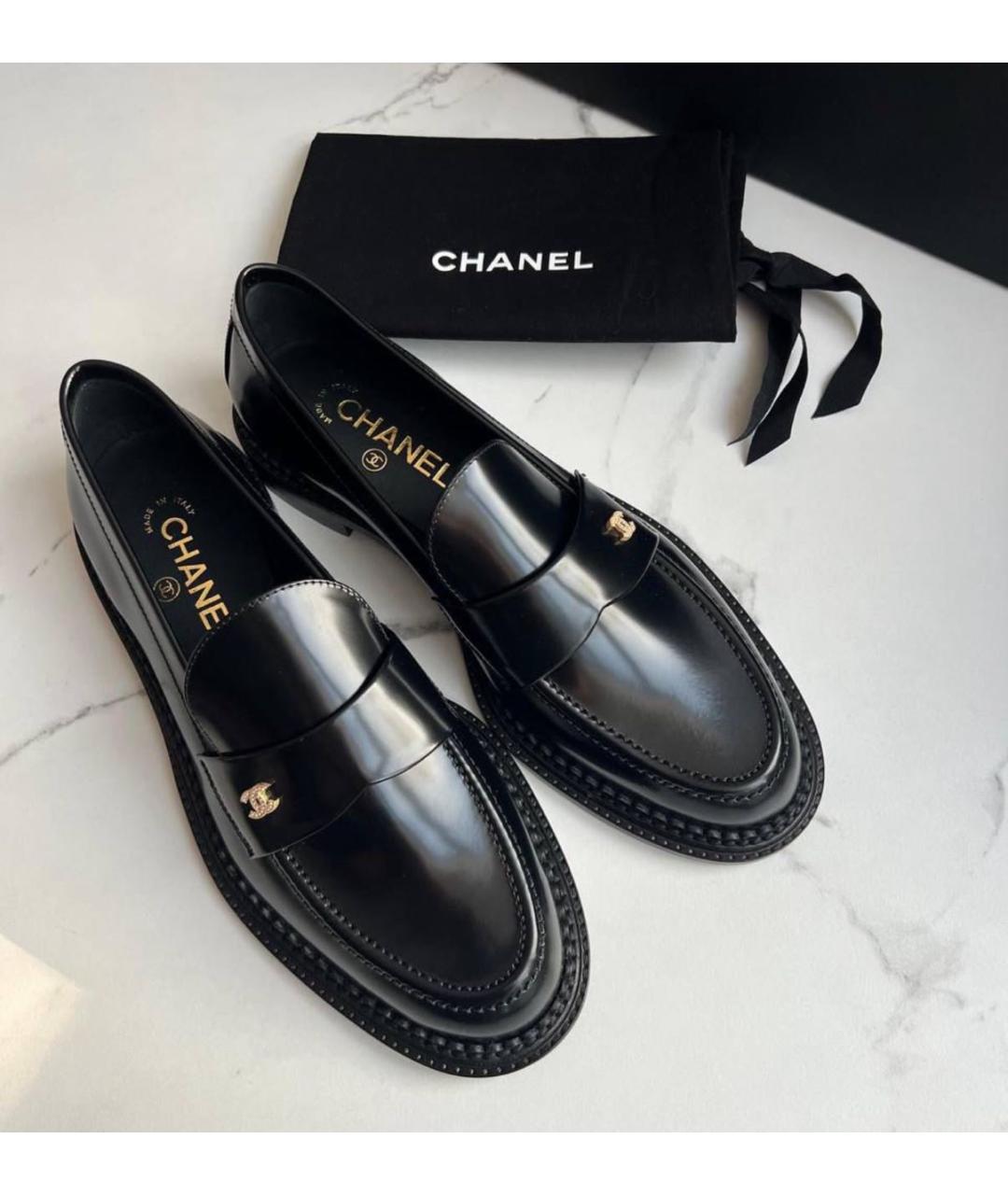 CHANEL Черные кожаные лоферы, фото 3