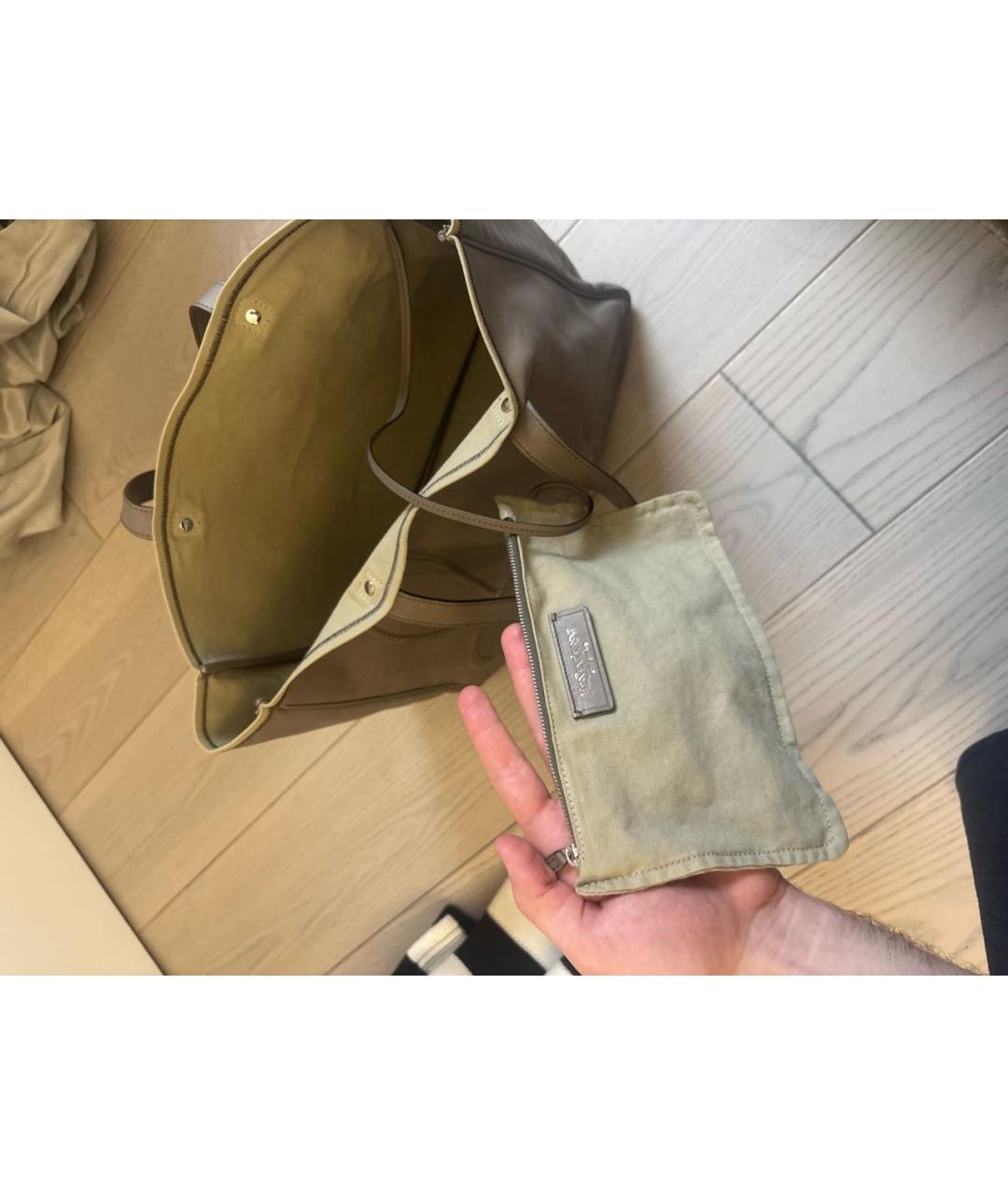 SAINT LAURENT Бежевая кожаная сумка тоут, фото 5