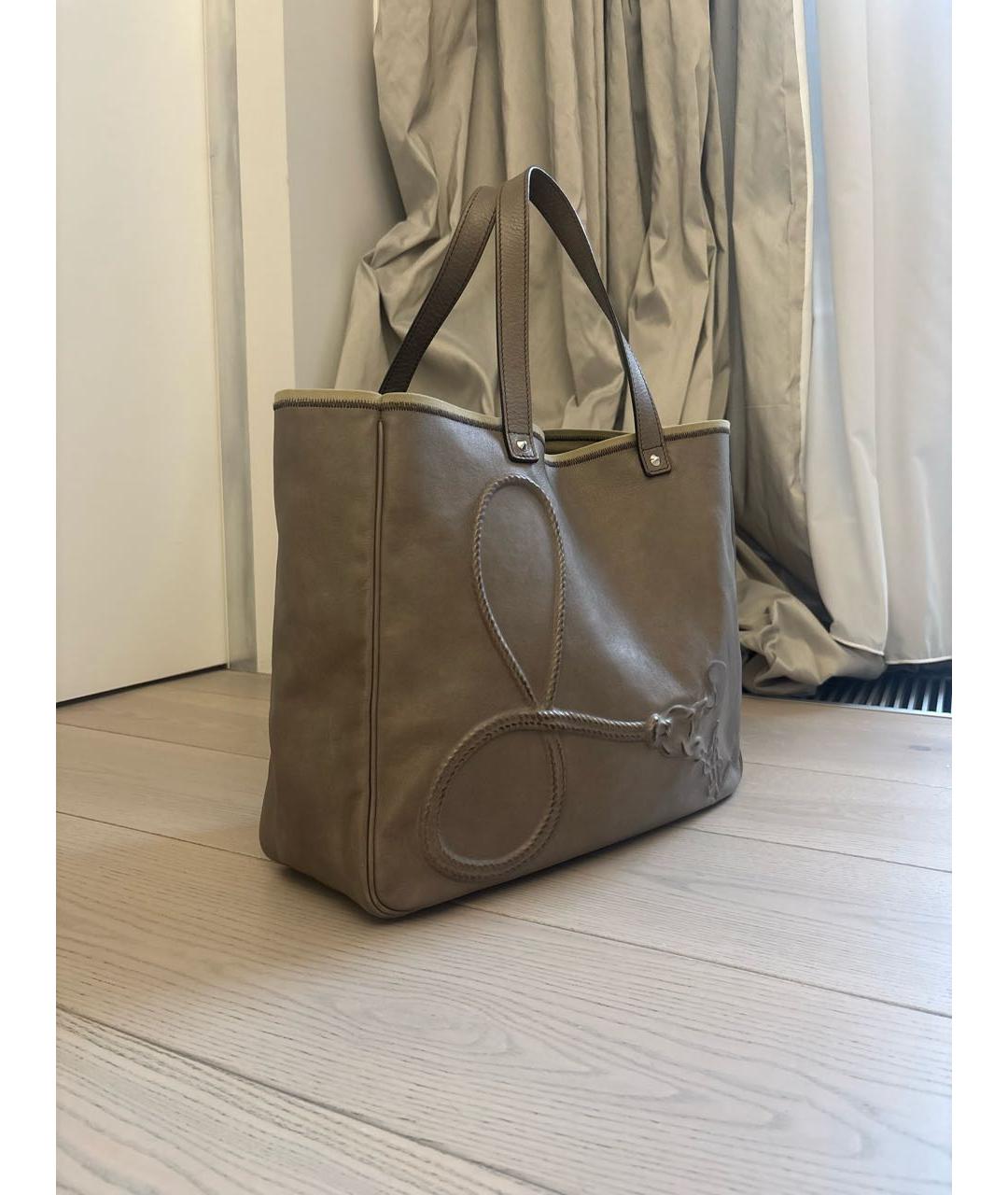 SAINT LAURENT Бежевая кожаная сумка тоут, фото 2