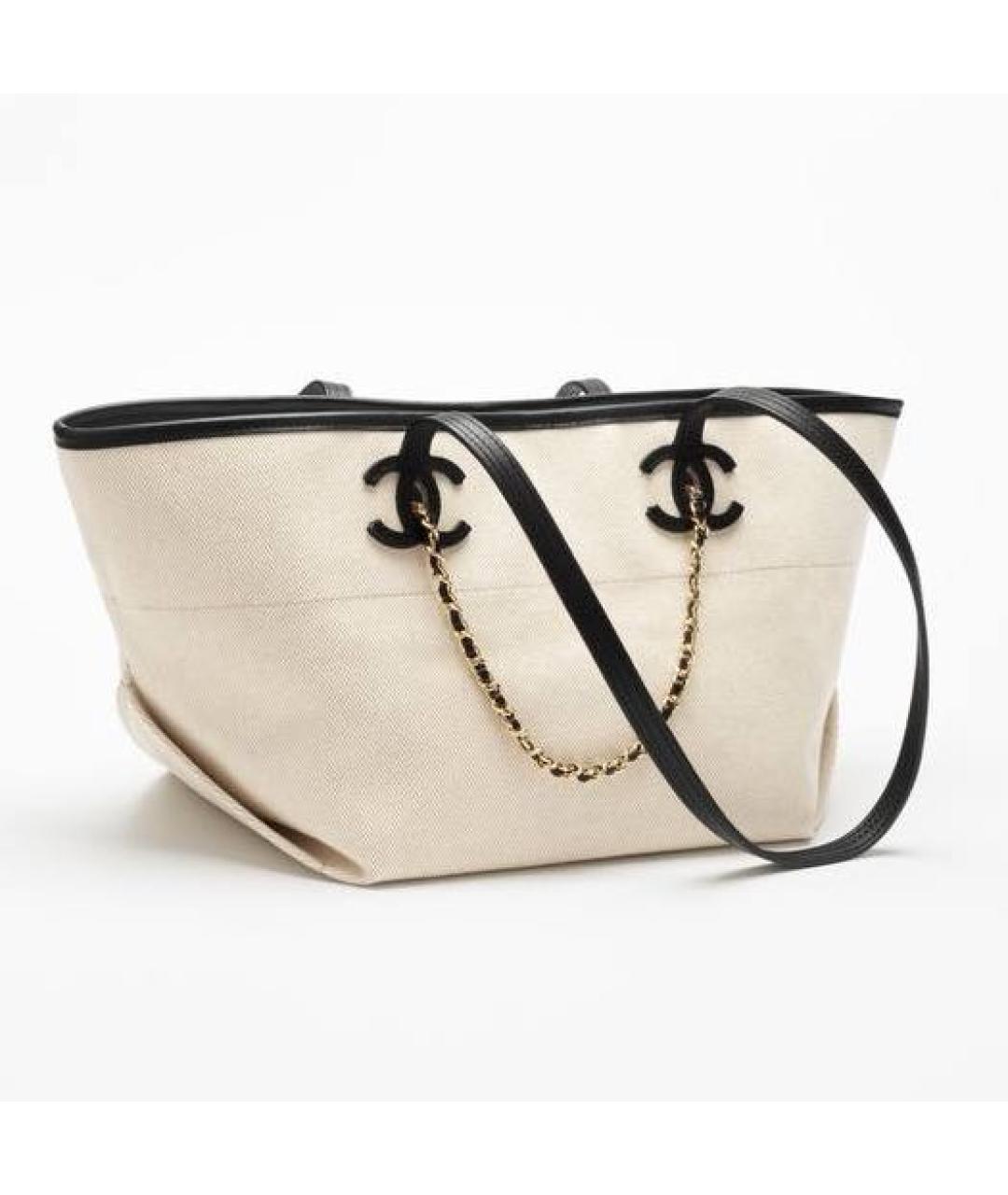 CHANEL Бежевая кожаная сумка с короткими ручками, фото 2